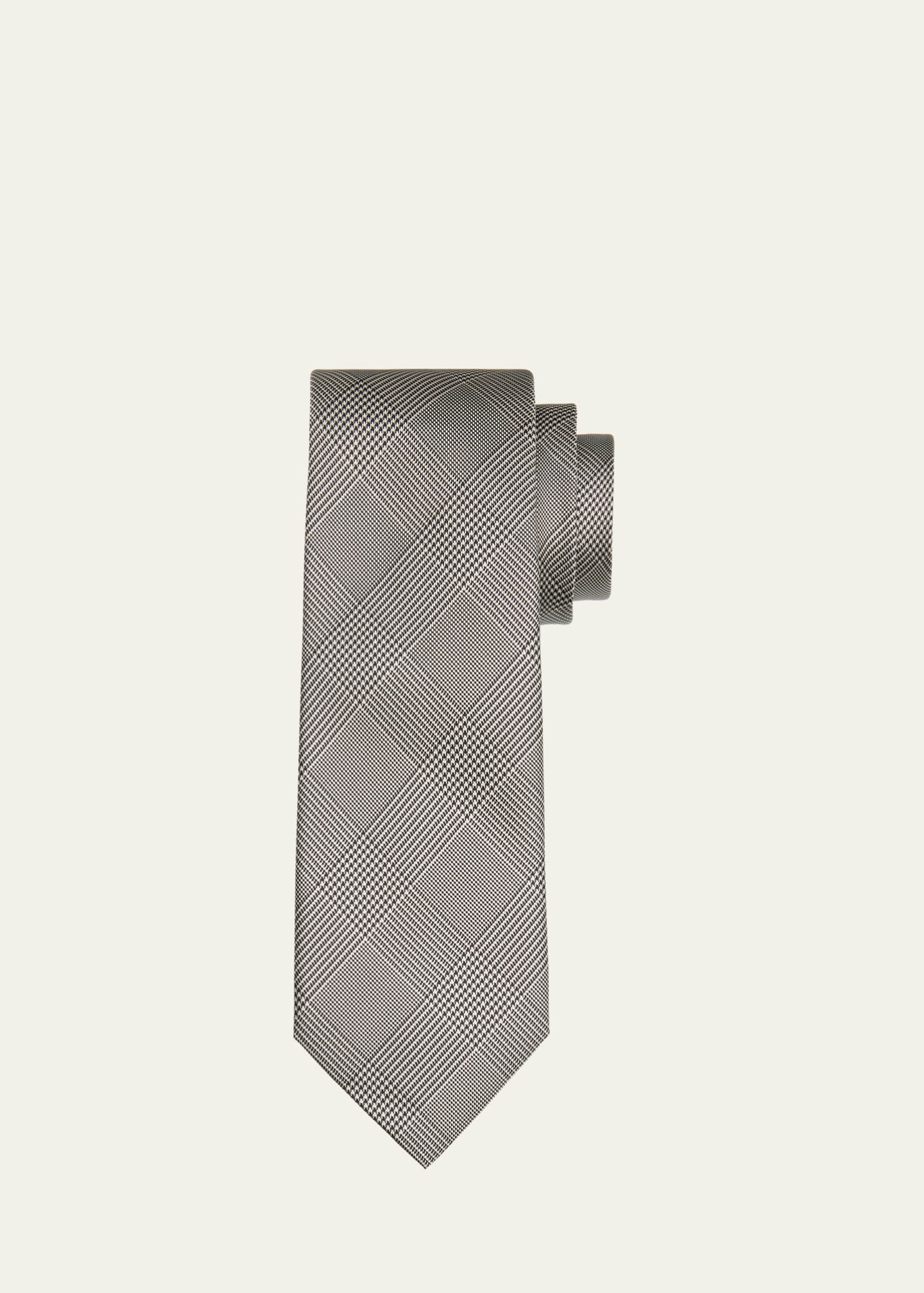 TOM FORD Men's Glen Check Mulberry Silk Tie