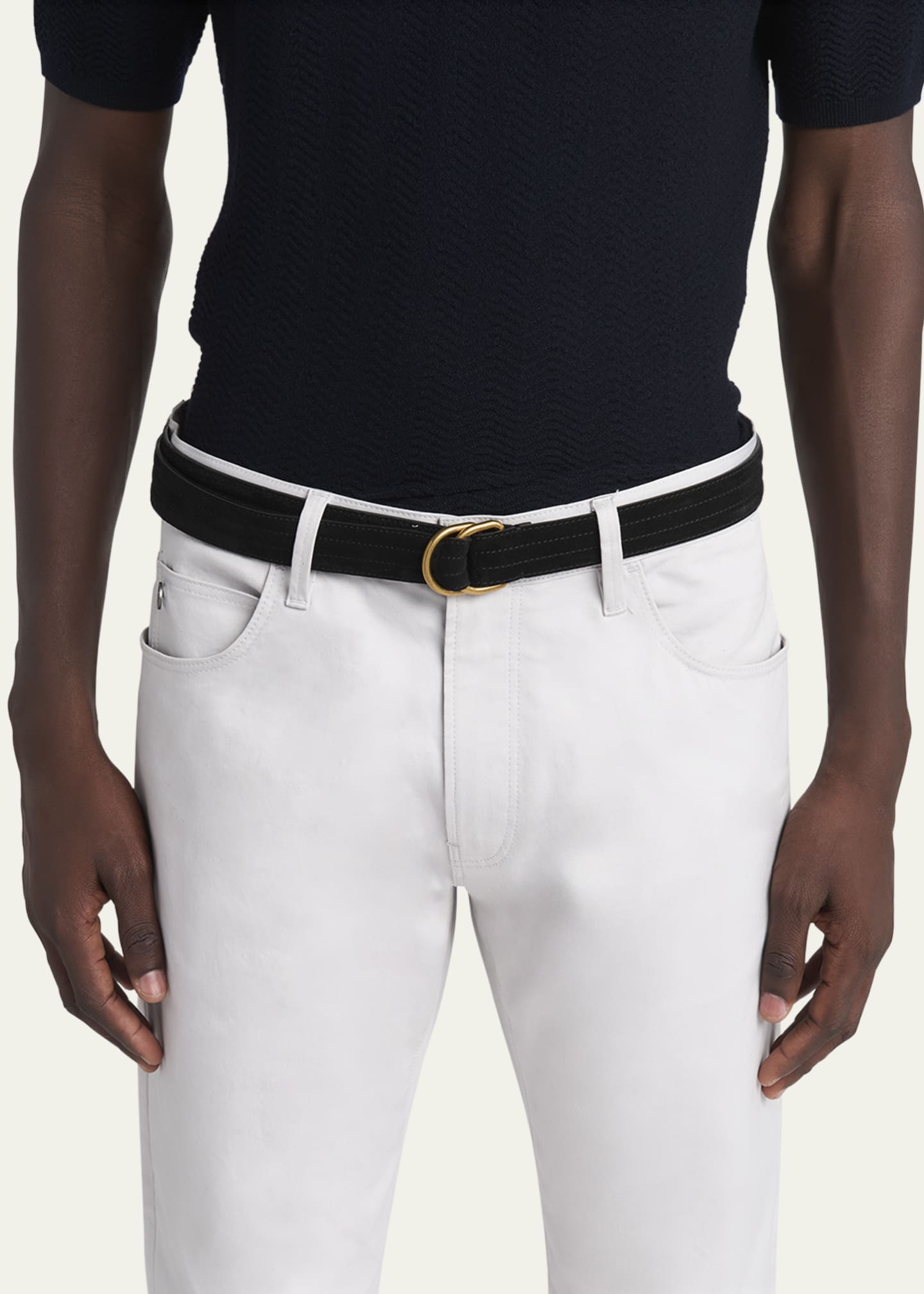 Giorgio Armani Men's Split Leather D-Ring Belt Image 2 of 2