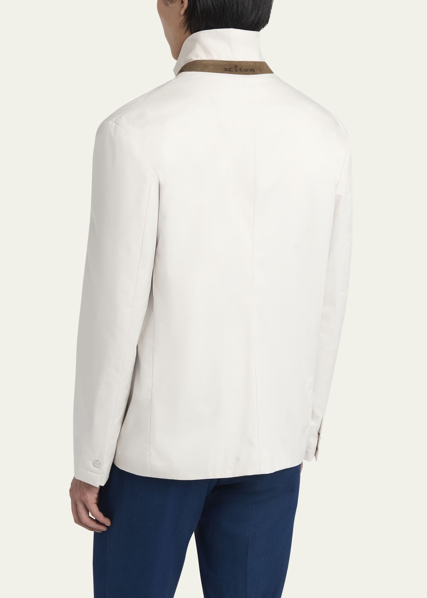 Kiton Men's Leather Full-Zip Overshirt Jacket Image 3 of 5