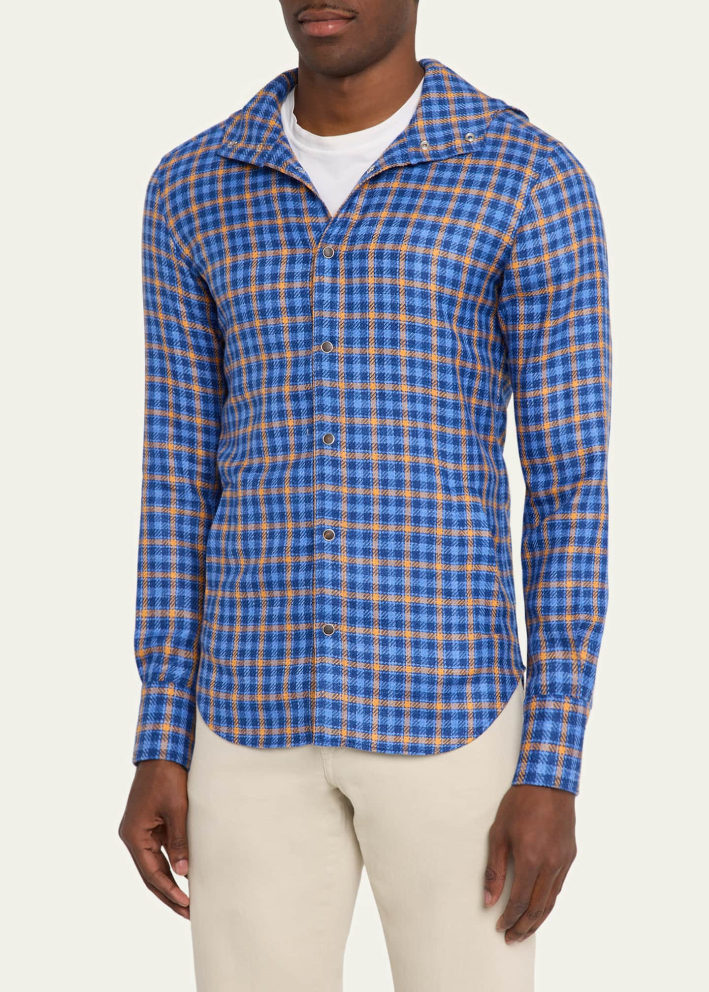 Kiton Men's Mariano Plaid Shirt Jacket Image 4 of 5