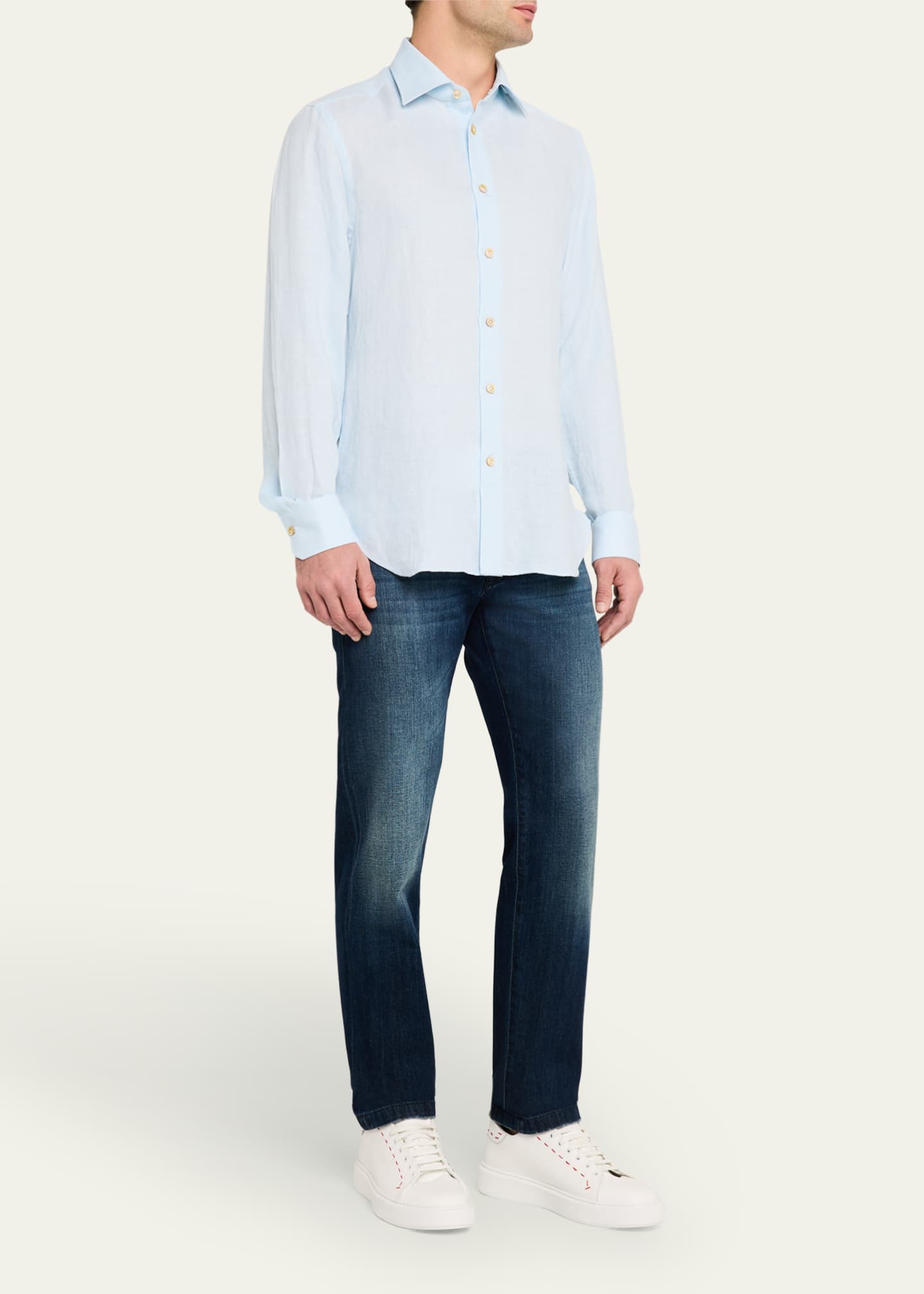 Kiton Men's Linen Sport Shirt Image 2 of 5