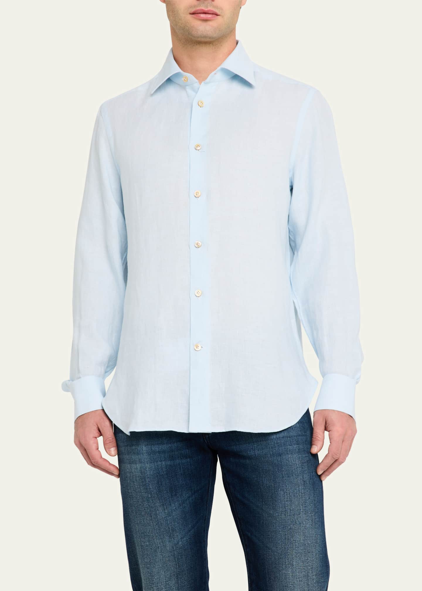 Kiton Men's Linen Sport Shirt Image 4 of 5