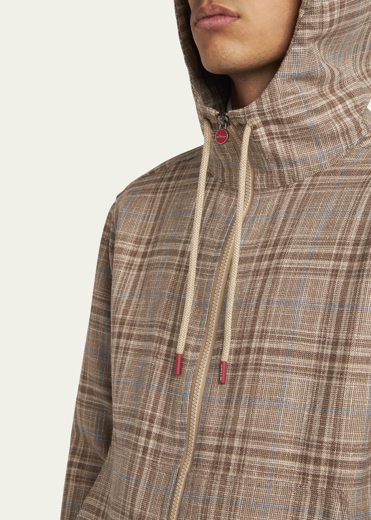 Kiton Men's Plaid Hooded Full-Zip Jacket Image 5 of 5