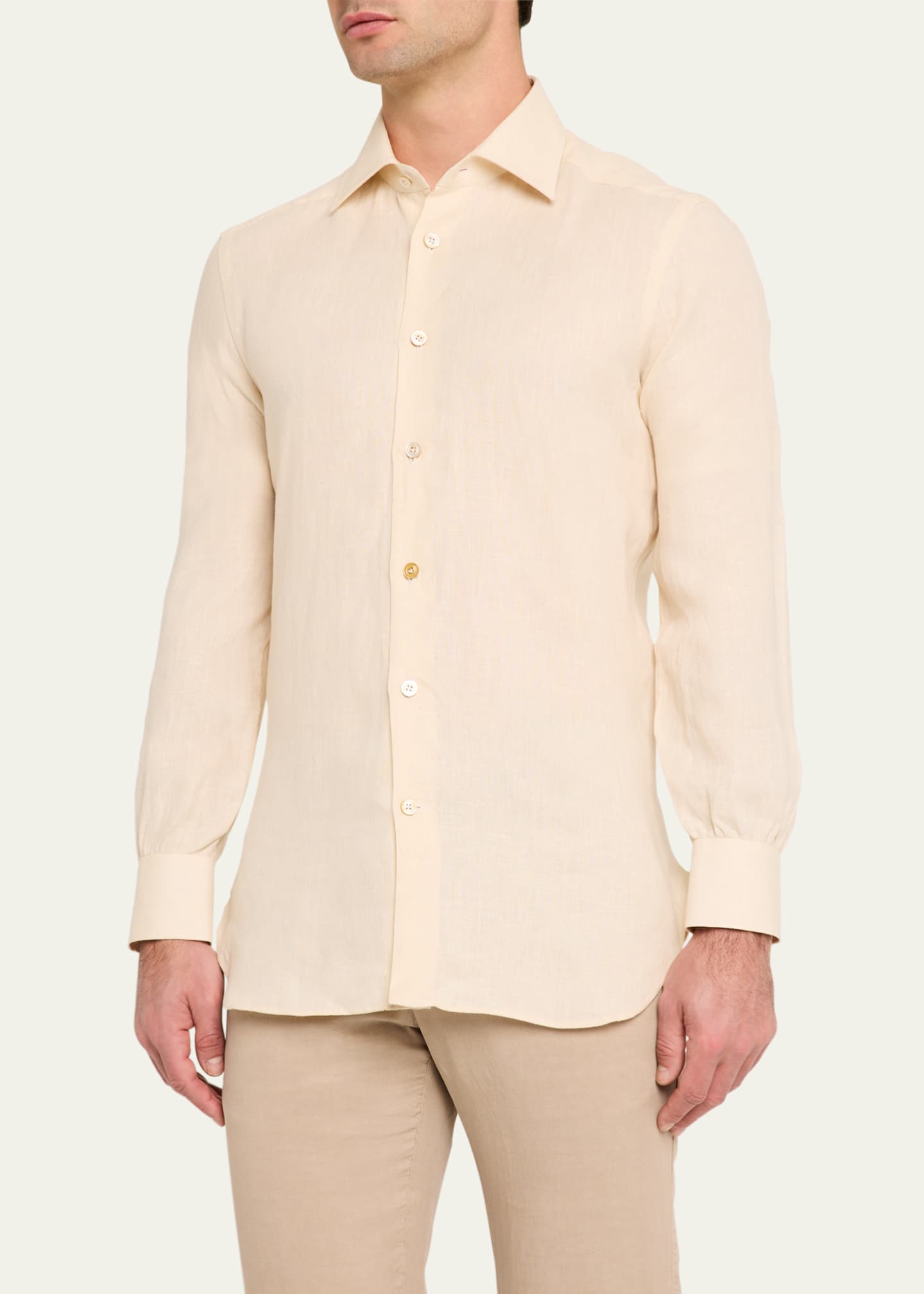 Kiton Men's Linen Sport Shirt Image 4 of 5
