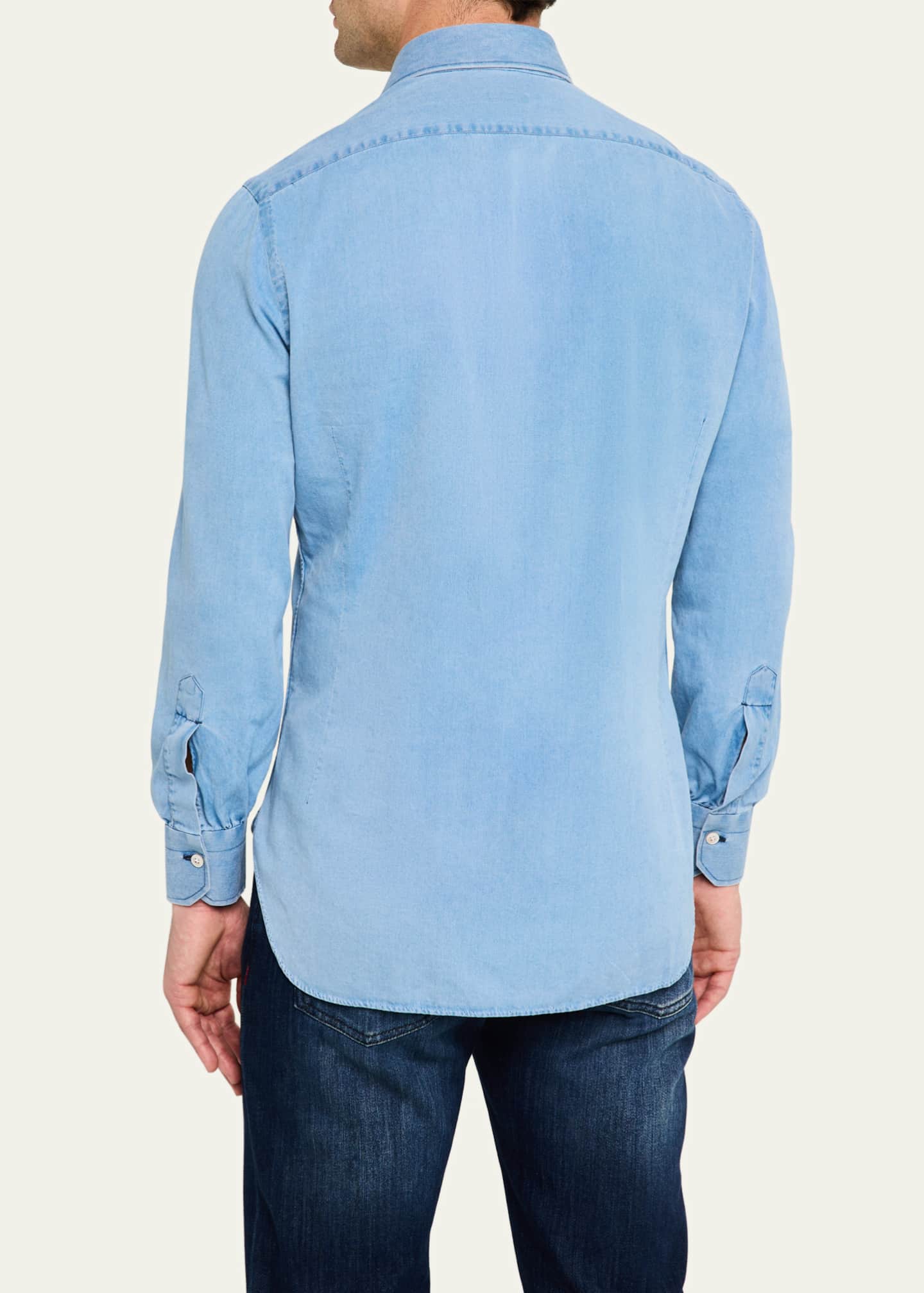 Kiton Men's Chambray Sport Shirt Image 3 of 5