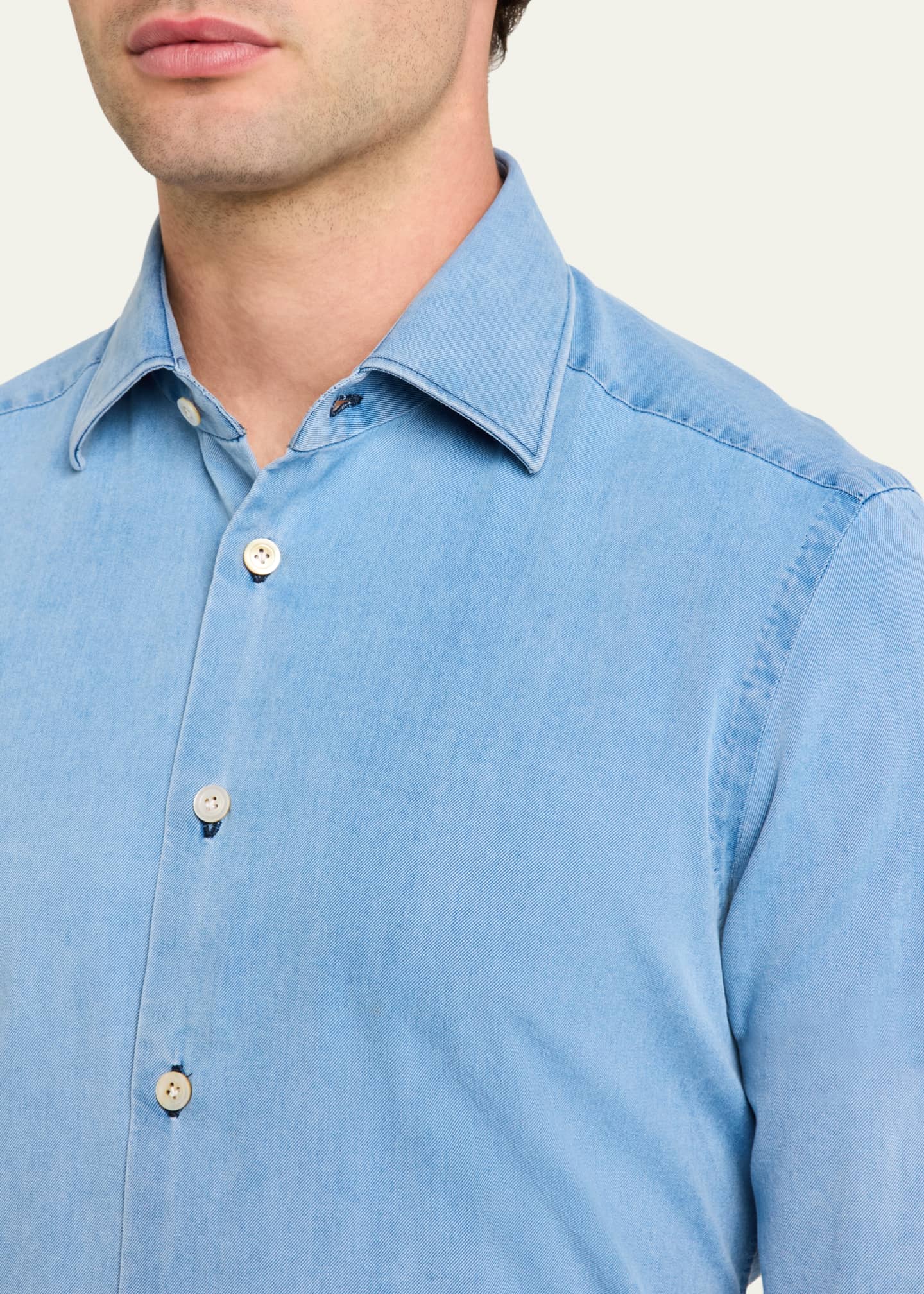Kiton Men's Chambray Sport Shirt Image 5 of 5