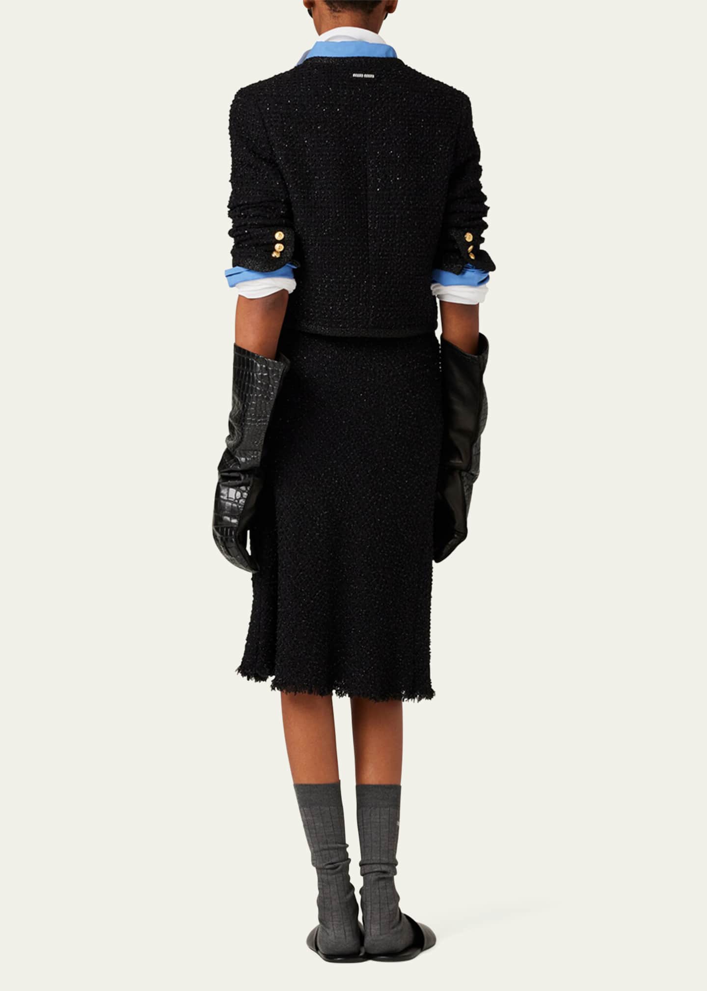 Miu Miu Lurex Wool Frayed Hem Skirt Image 3 of 4