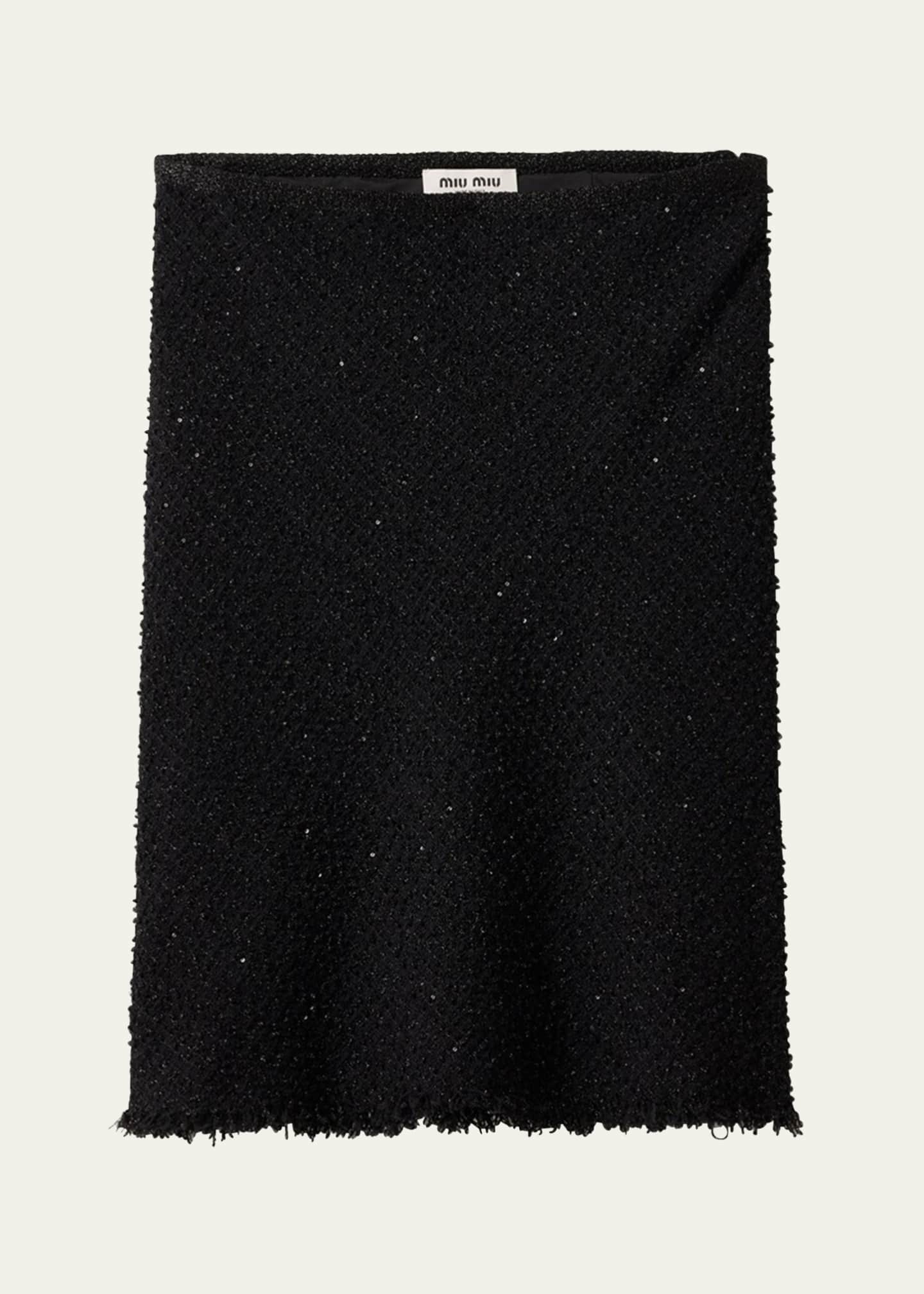 Miu Miu Lurex Wool Frayed Hem Skirt Image 1 of 4