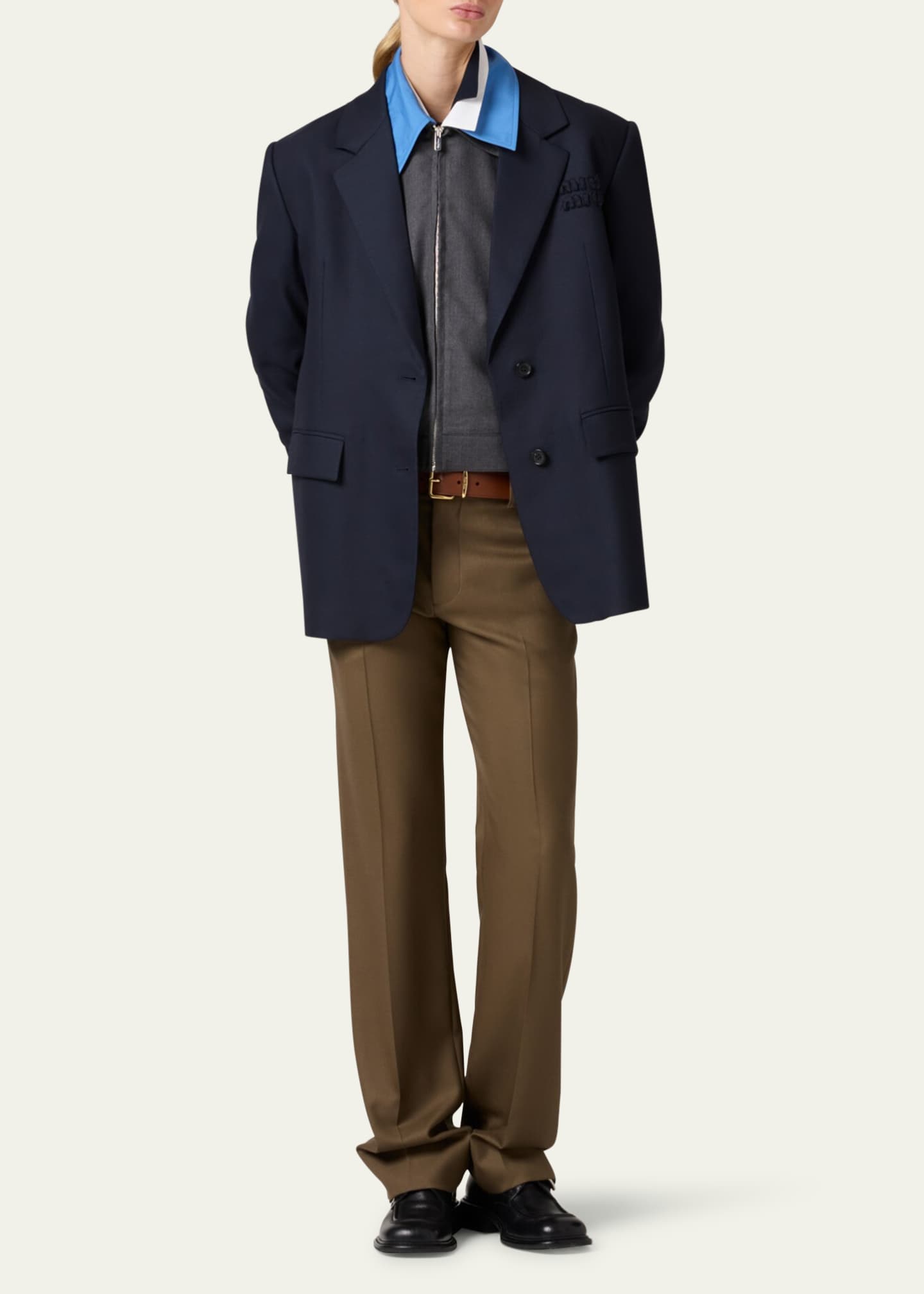 Miu Miu Straight Leg Wool Pants Image 2 of 3