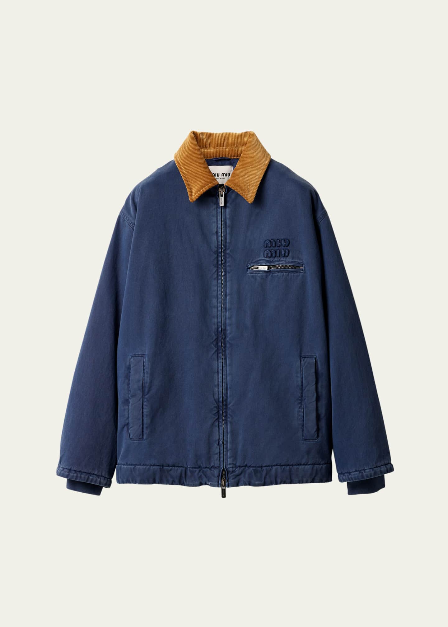 Miu Miu Cotton Trucker Jacket with Corduroy Collar Image 1 of 3