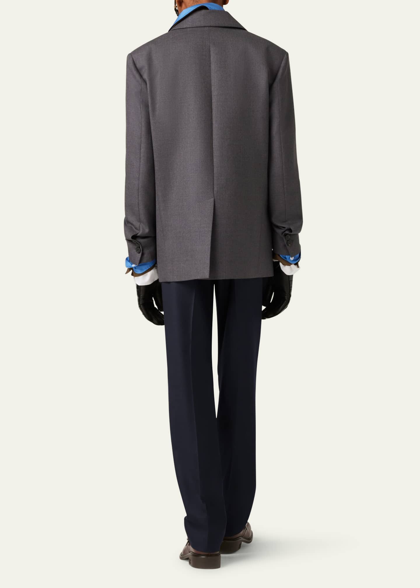 Miu Miu Logo Embroidered Oversized Wool Blazer Jacket Image 3 of 5