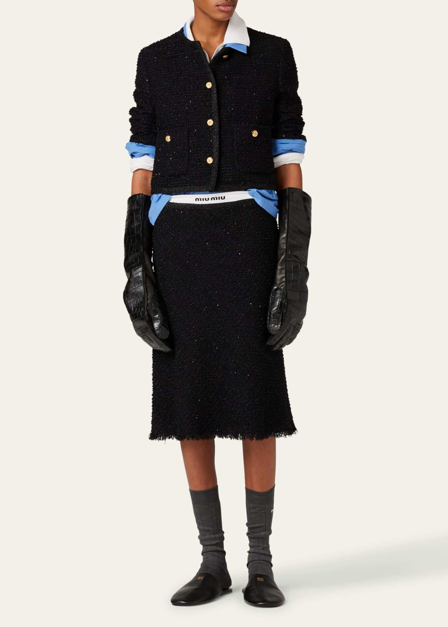 Miu Miu Metallic Wool Cropped Jacket Image 2 of 3