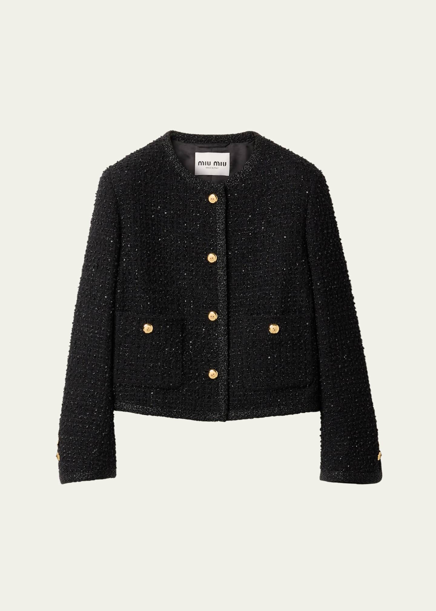 Miu Miu Metallic Wool Cropped Jacket Image 1 of 3