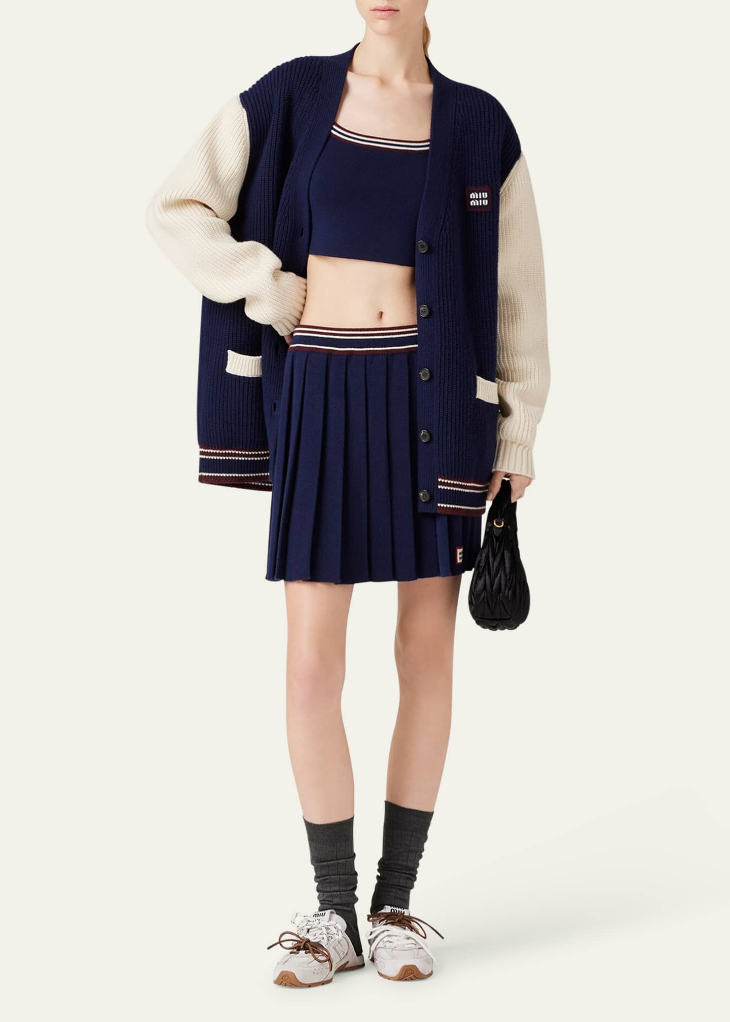 Miu Miu Pleated Wool Cashmere Mini Skirt Image 2 of 4