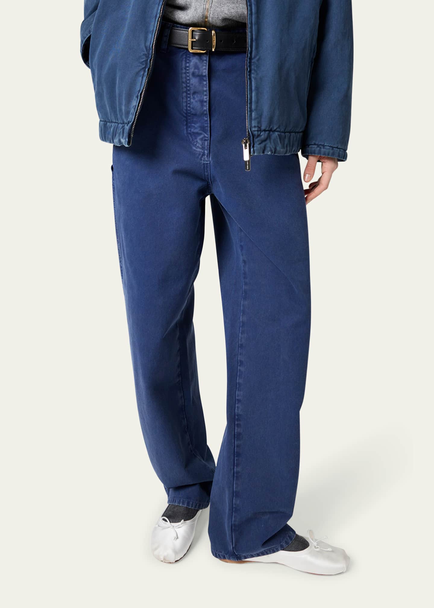 Miu Miu Mid-Rise Fitted Cotton Pants - Bergdorf Goodman