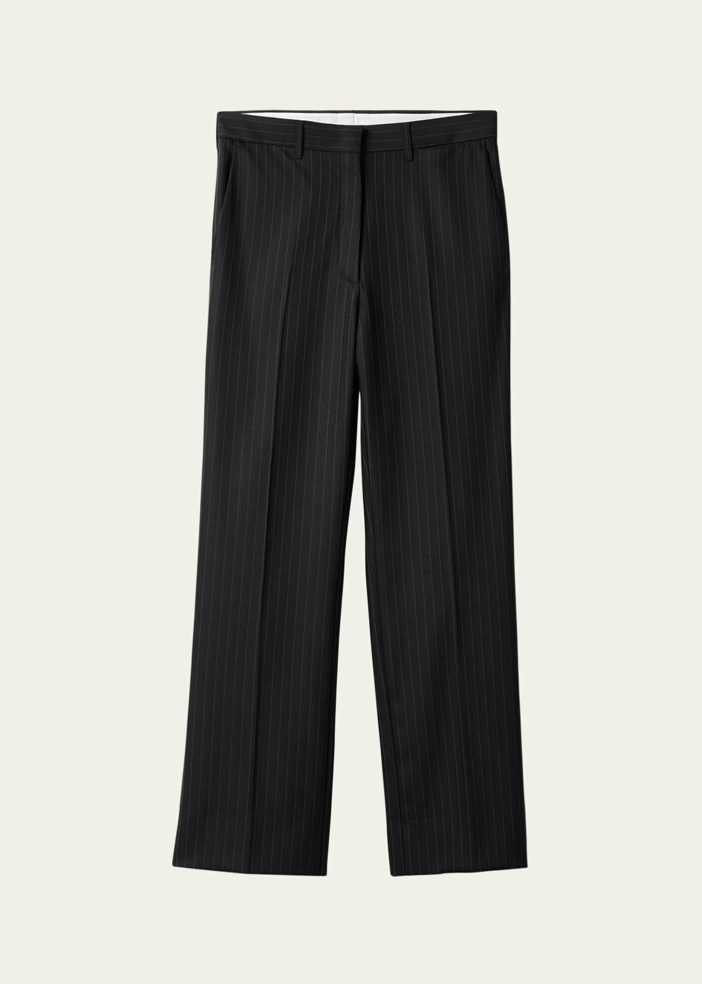 Miu Miu Stripe Straight Leg Wool Pants Image 1 of 4