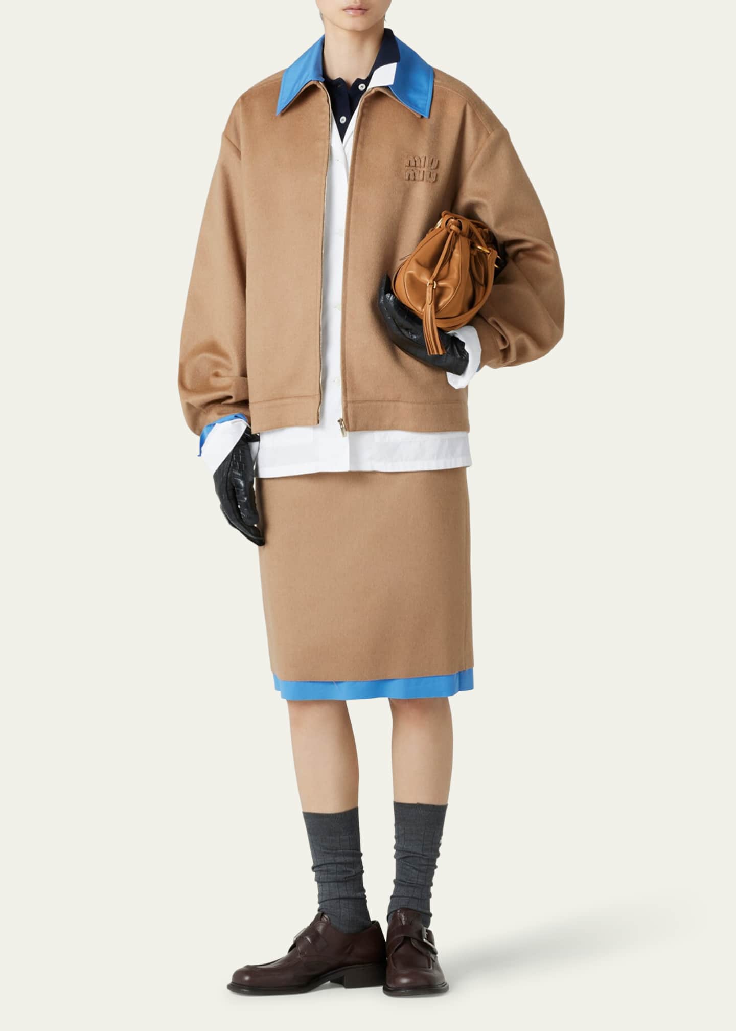 Miu Miu Mid-Rise Straight Knee Length Skirt Image 2 of 5