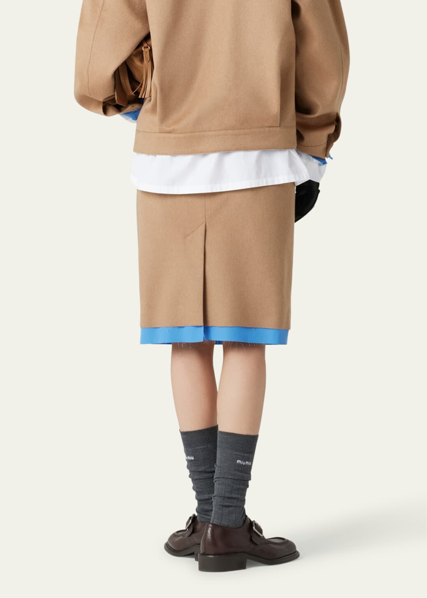 Miu Miu Mid-Rise Straight Knee Length Skirt Image 3 of 5