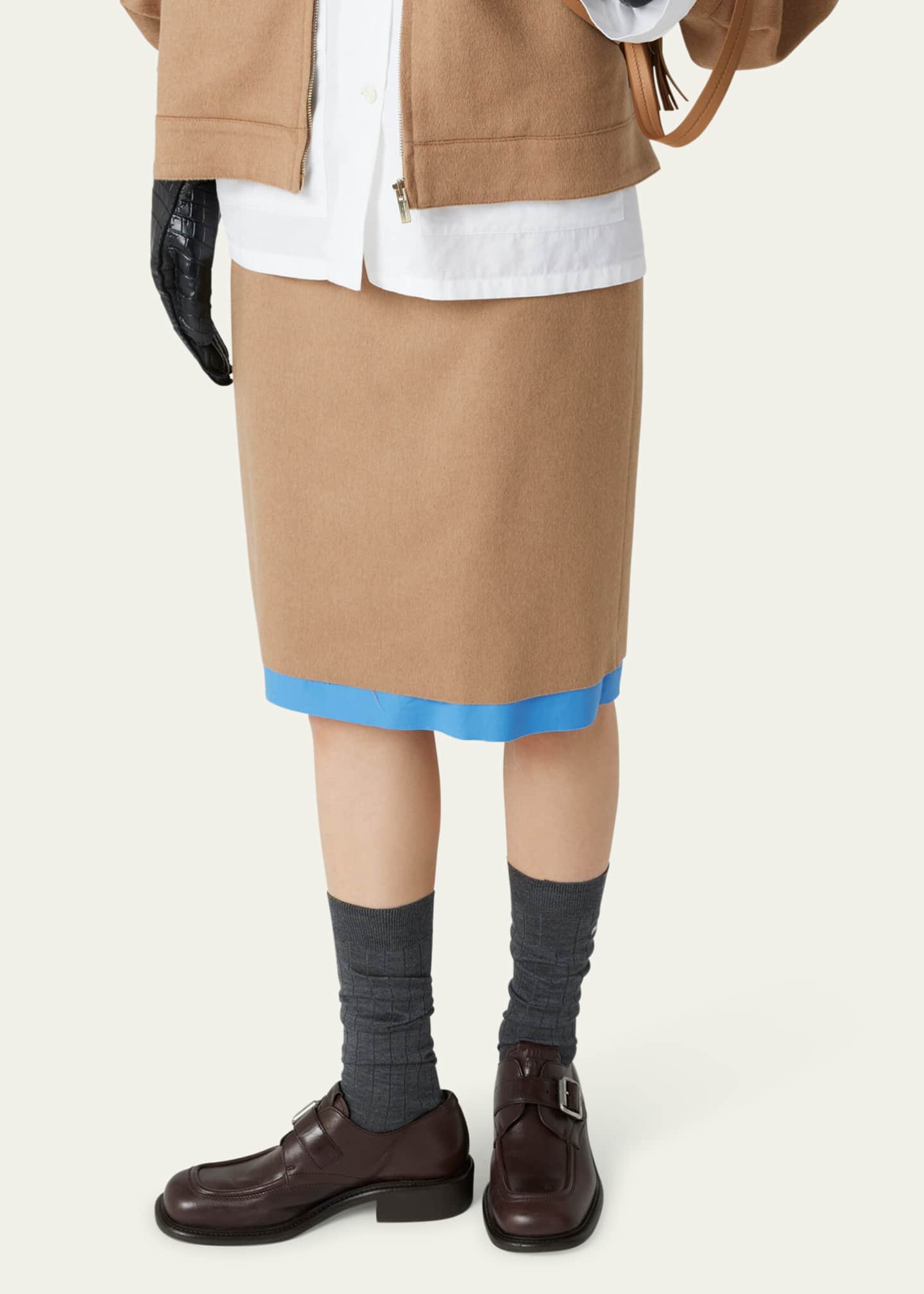 Miu Miu Mid-Rise Straight Knee Length Skirt Image 4 of 5