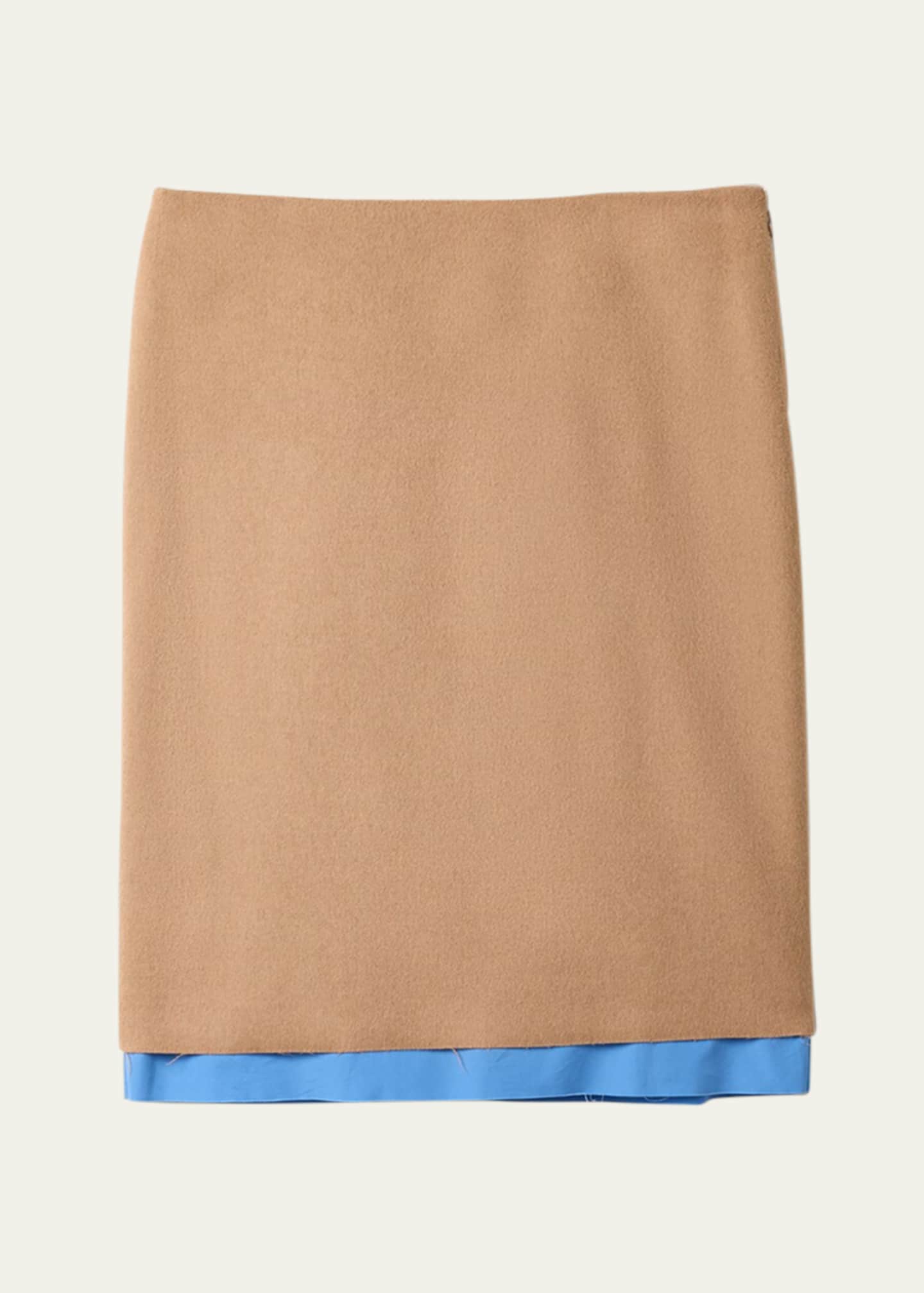 Miu Miu Mid-Rise Straight Knee Length Skirt Image 1 of 5