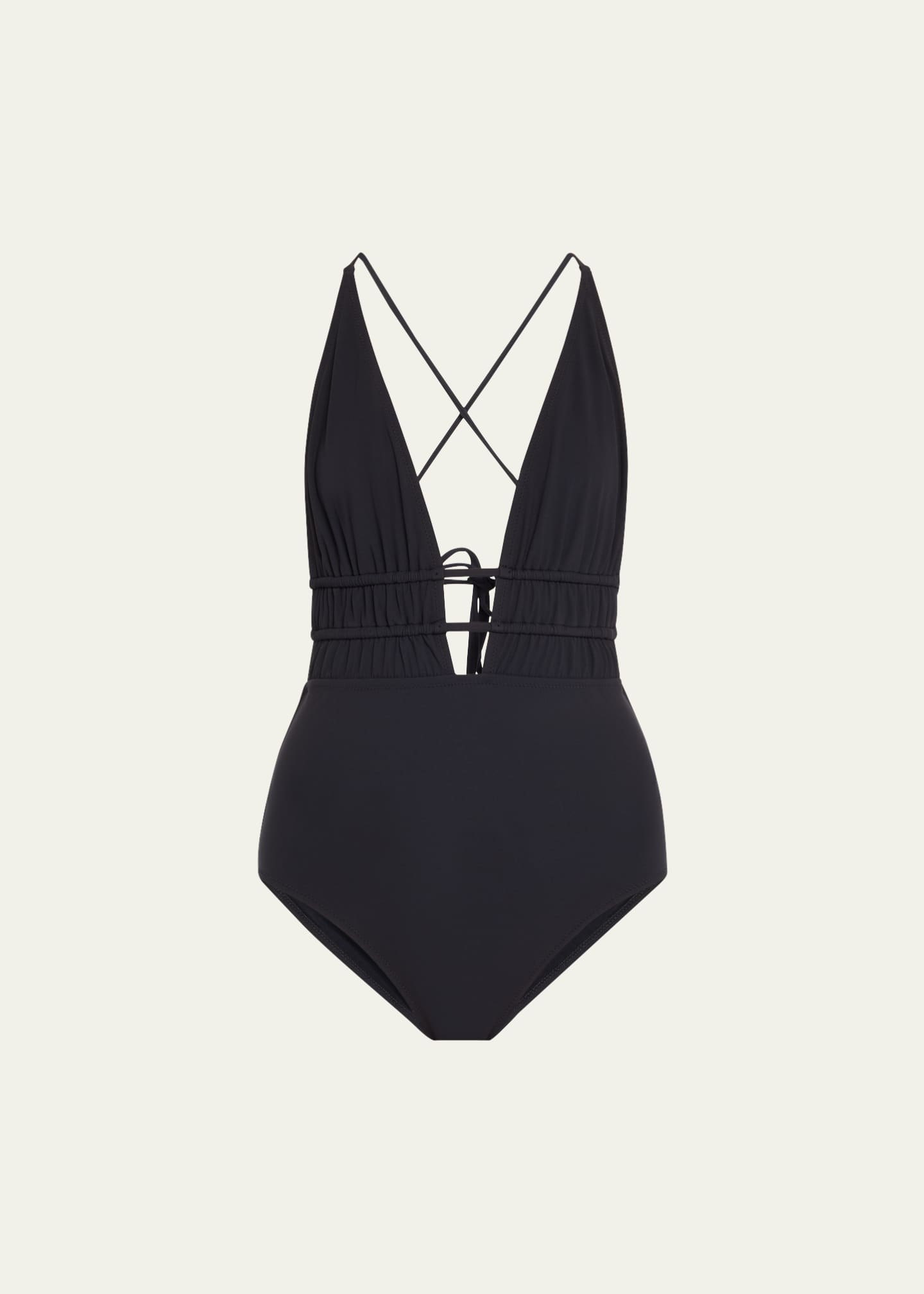 Ulla Johnson Dioni Plunge One-Piece Swimsuit Image 1 of 4