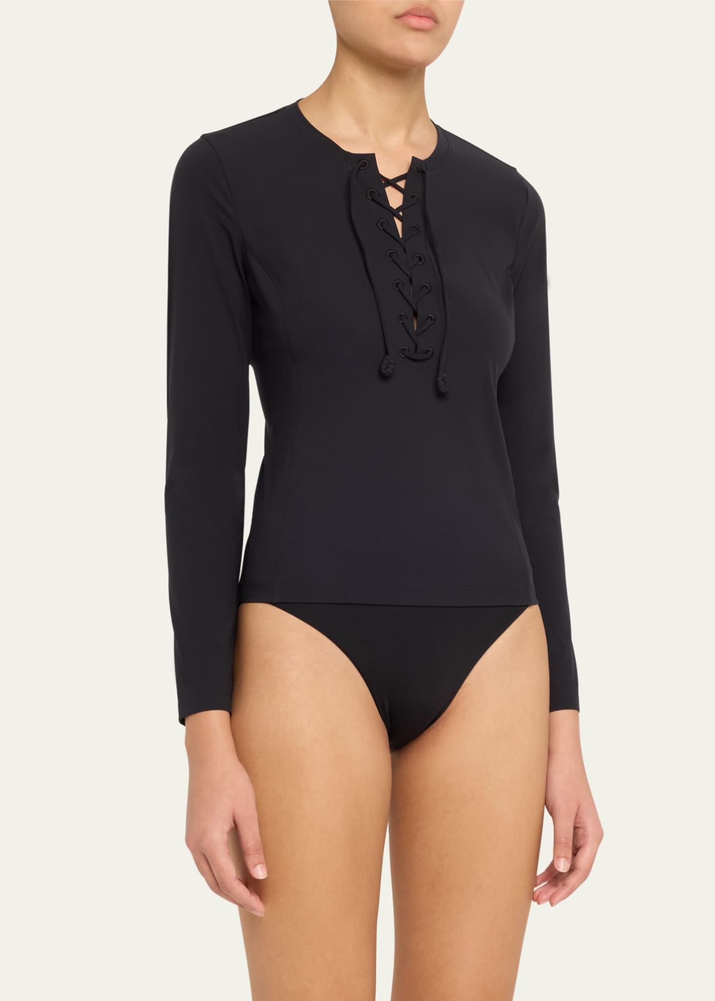 Ulla Johnson Cassia Lace-Up Rashguard Swim Top Image 4 of 5