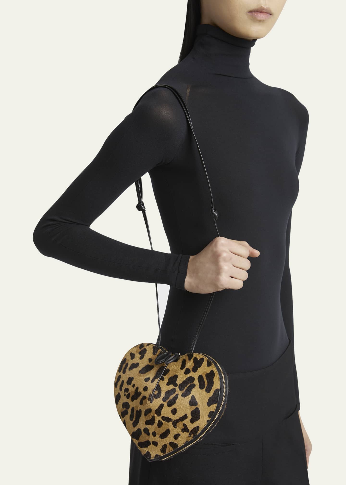 ALAIA Le Coeur Crossbody Bag in Leopard Calf Hair Image 2 of 5