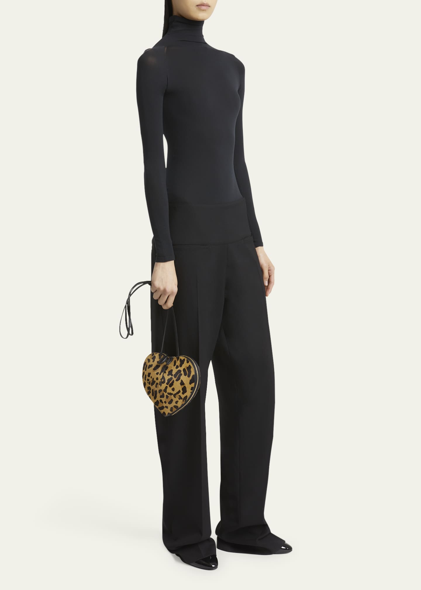 ALAIA Le Coeur Crossbody Bag in Leopard Calf Hair Image 5 of 5