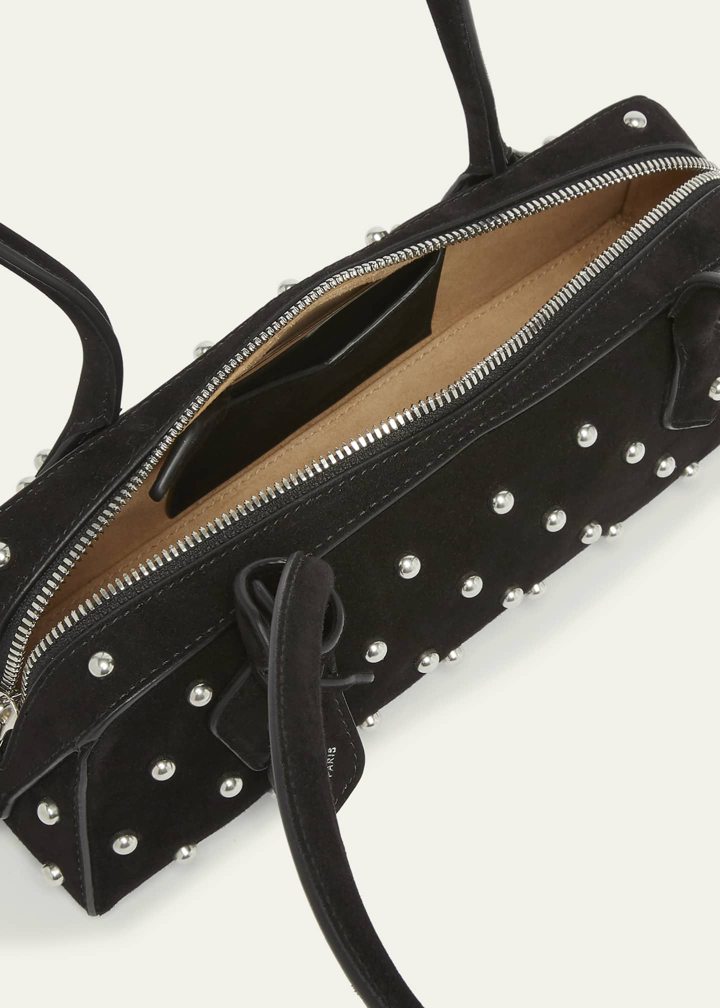 ALAIA Le Teckel Small Shoulder Bag in Studded Suede Image 4 of 6