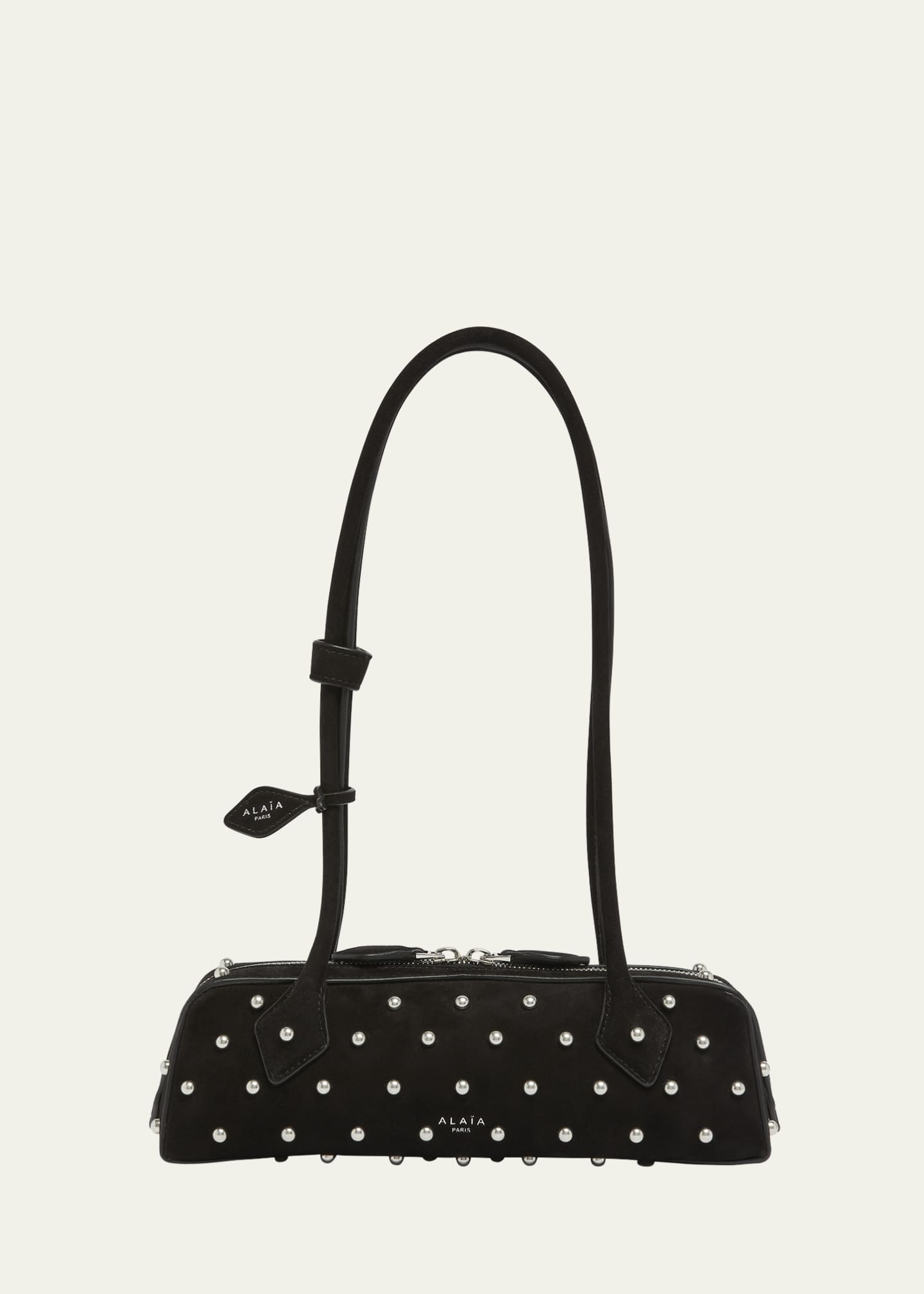 ALAIA Le Teckel Small Shoulder Bag in Studded Suede Image 1 of 6