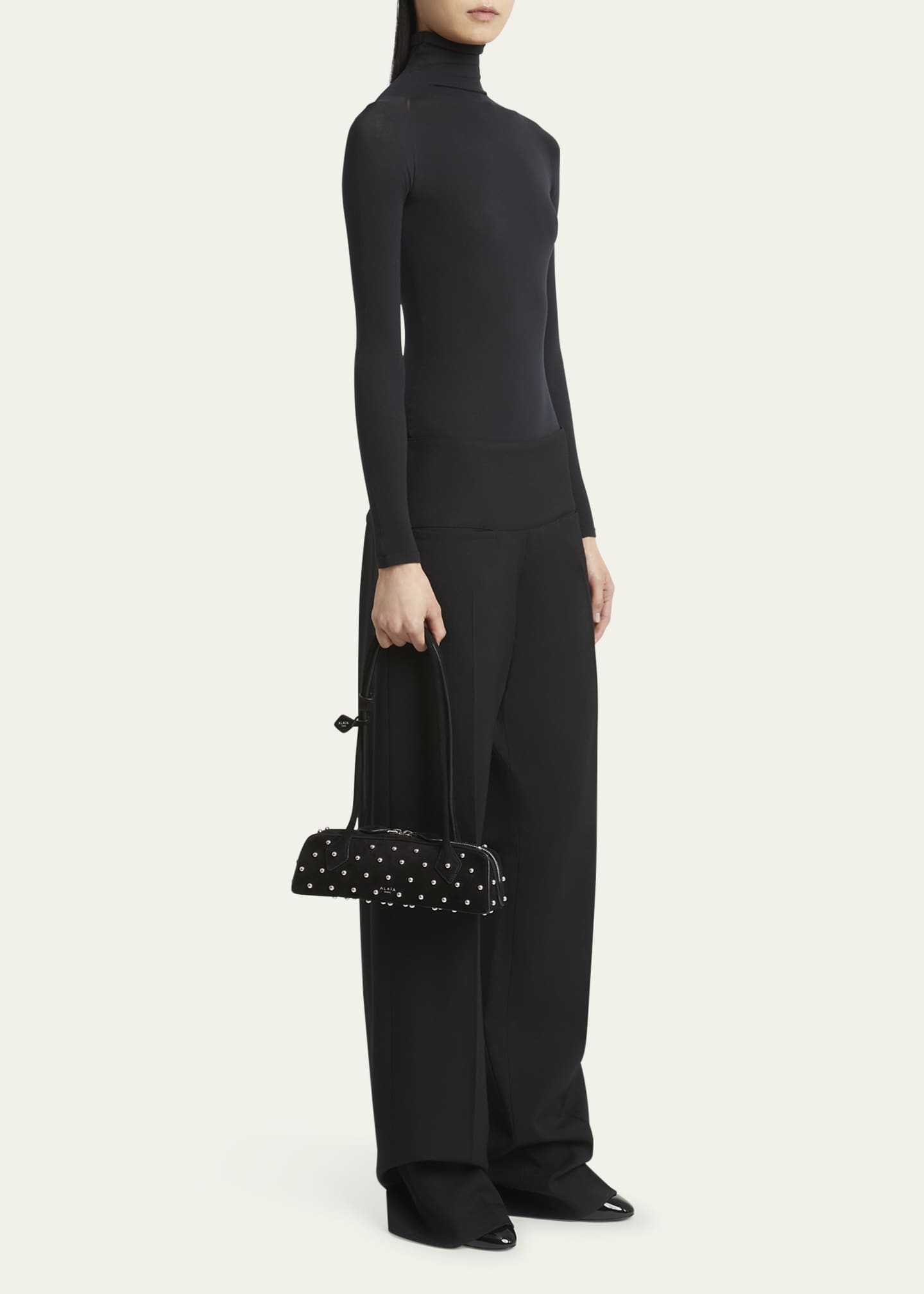 ALAIA Le Teckel Small Shoulder Bag in Studded Suede Image 5 of 6