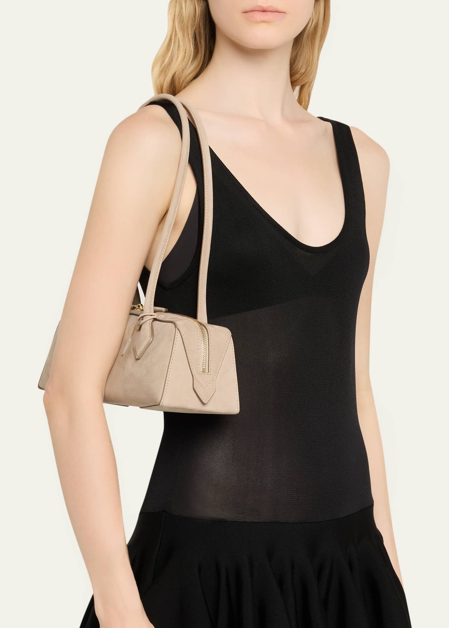 ALAIA Le Teckel Medium Suede Shoulder Bag Image 2 of 6