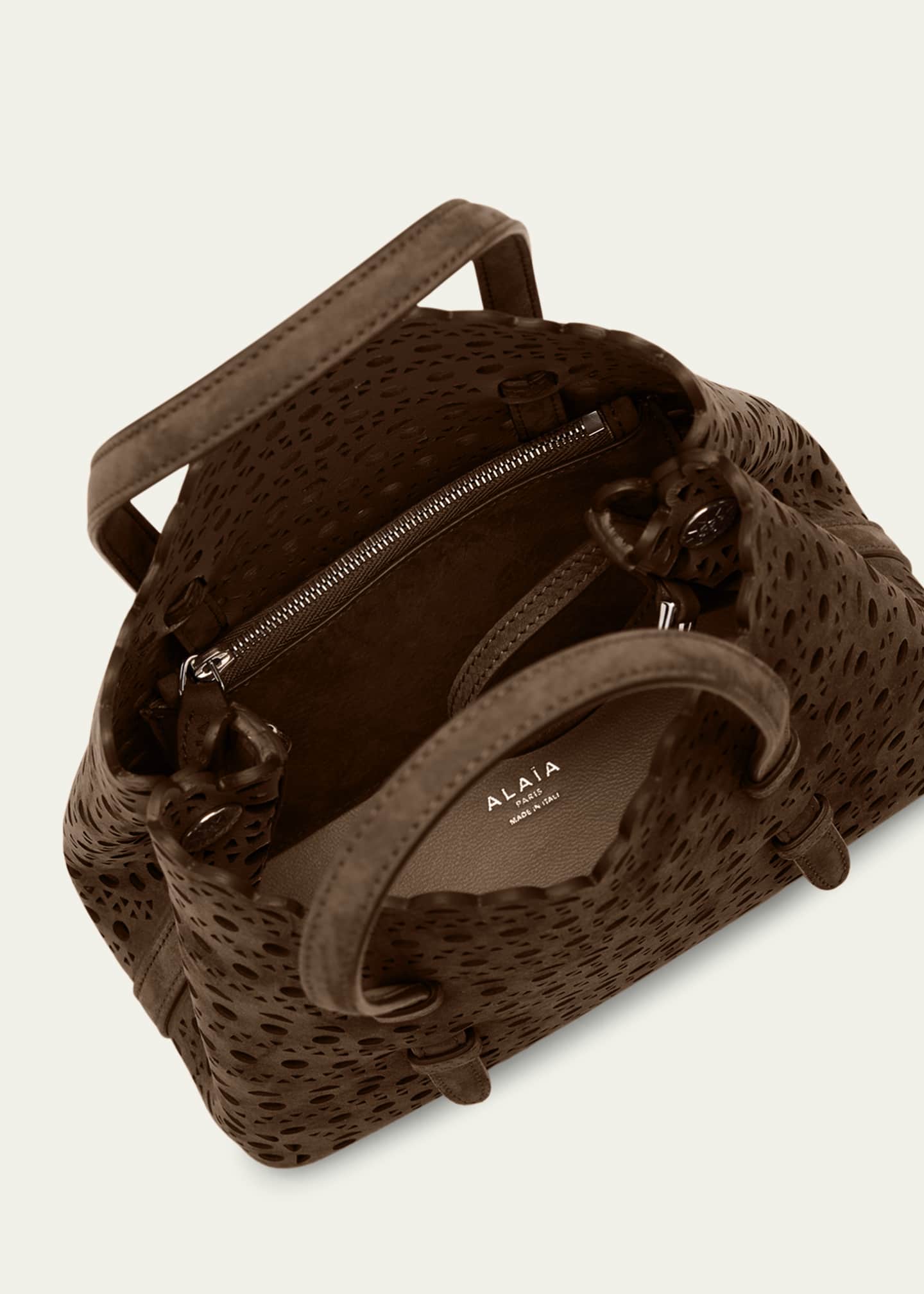 ALAIA Mina 20 Top-Handle Bag in Perforated Suede Image 4 of 6