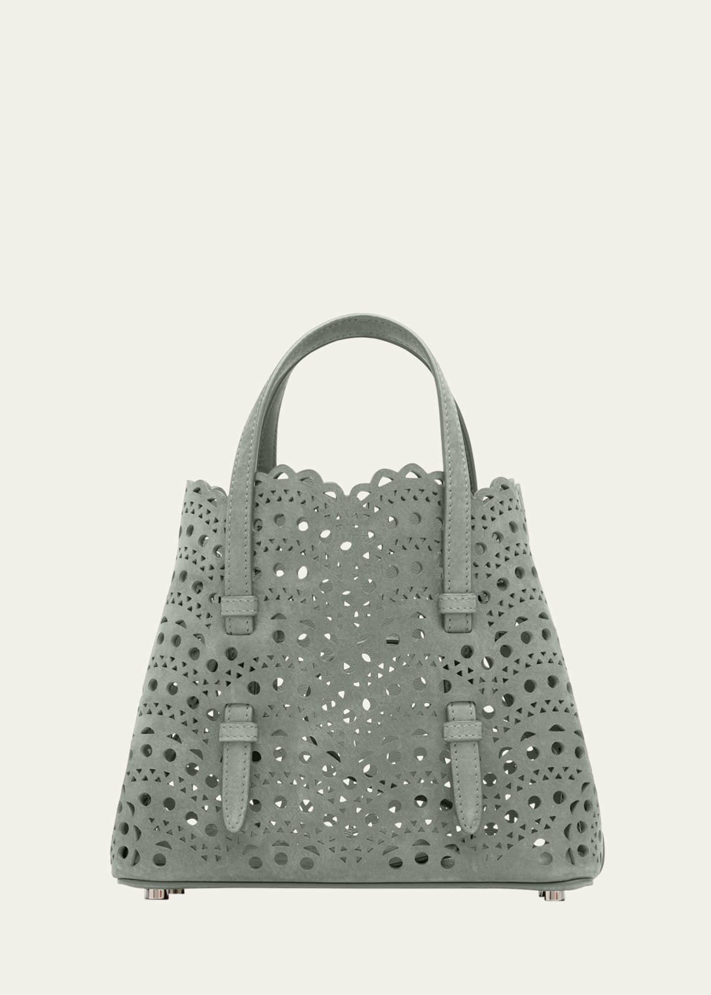 ALAIA Mina 20 Top-Handle Bag in Perforated Suede Image 1 of 6