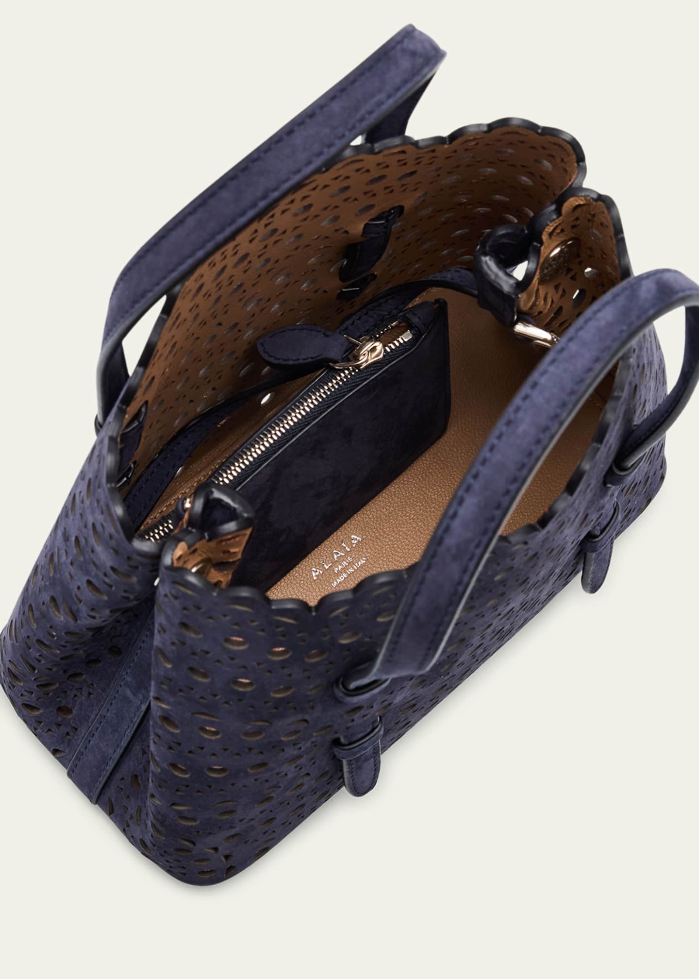 ALAIA Mina 20 Top-Handle Bag in Perforated Suede - Bergdorf
