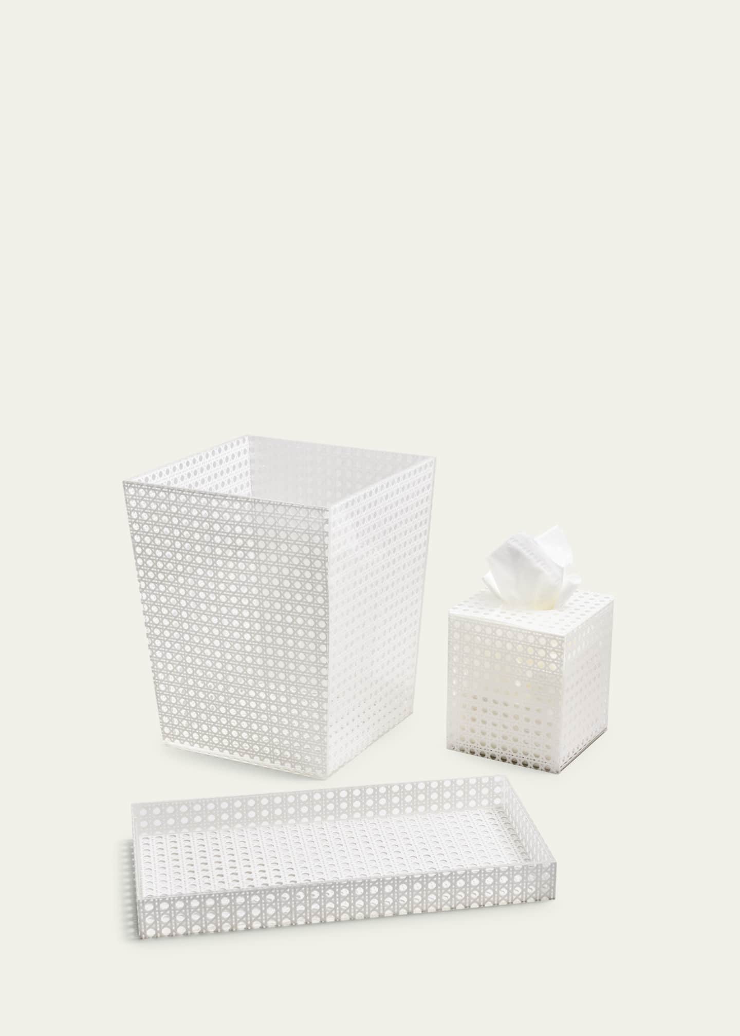 Kim Seybert Reed Waste Basket, White Image 3 of 5