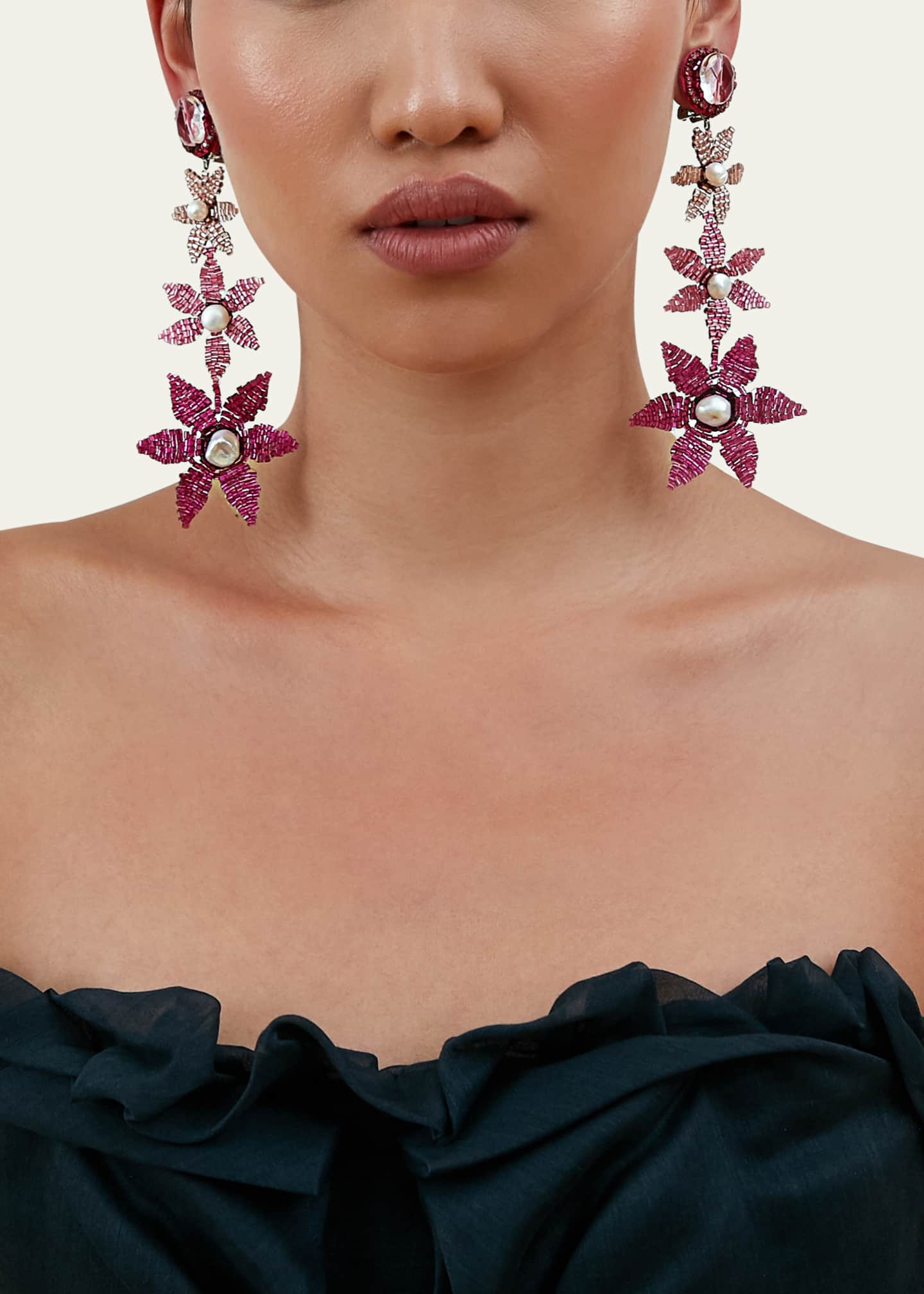 Ranjana Khan Tiered Pink Degrade Earrings Image 2 of 2
