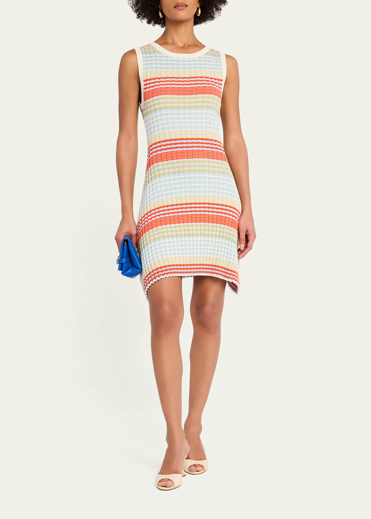 Ramy Brook Cailin Striped Rib-Knit Mini Dress Image 2 of 5