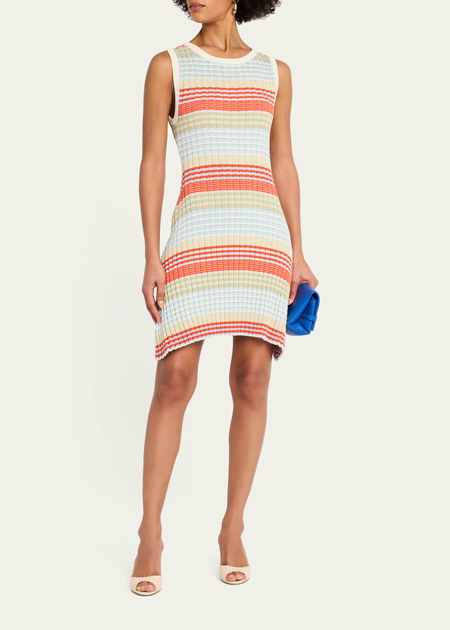 Ramy Brook Cailin Striped Rib-Knit Mini Dress Image 4 of 5