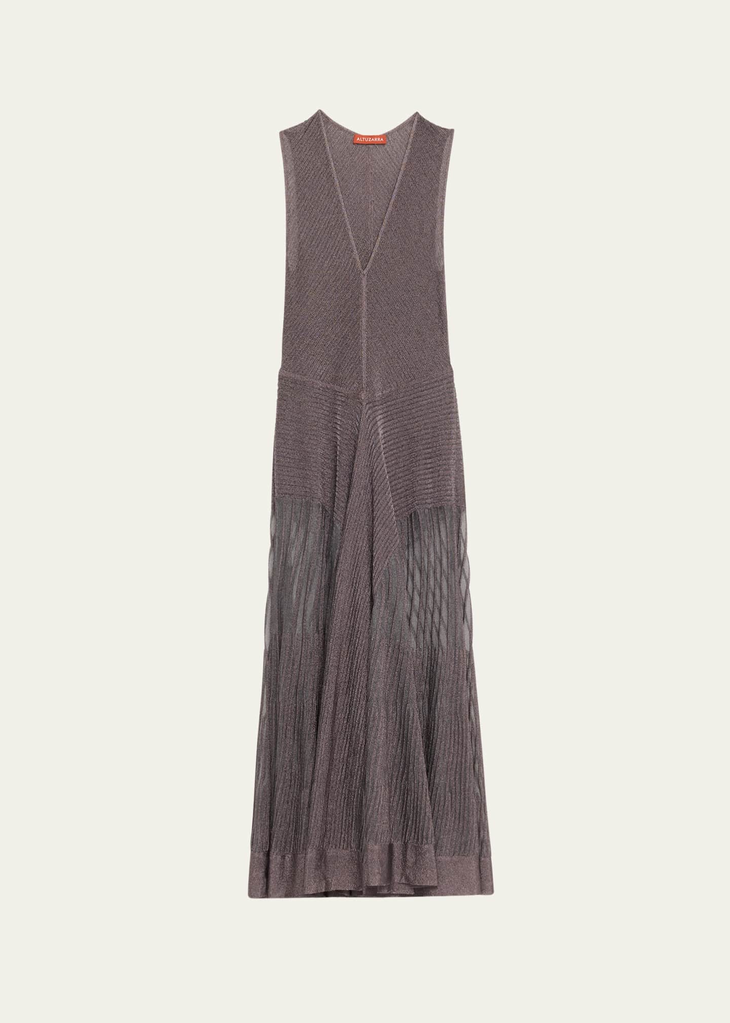 Altuzarra Keball Long Metallic V-Neck Dress Image 1 of 5