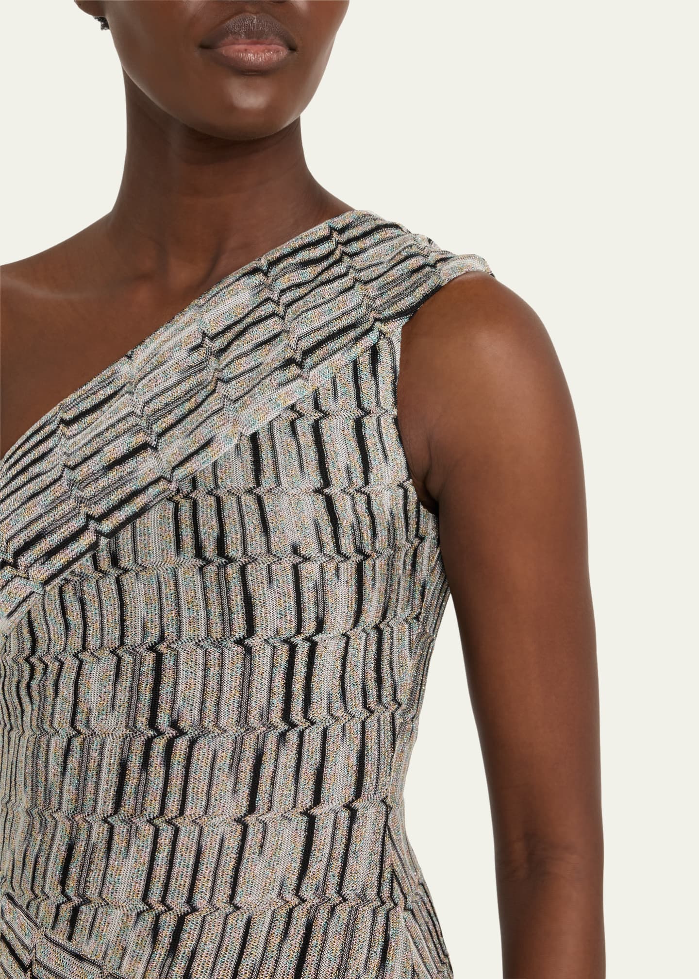 Missoni One-Shoulder Zigzag Woven Gown Image 5 of 5