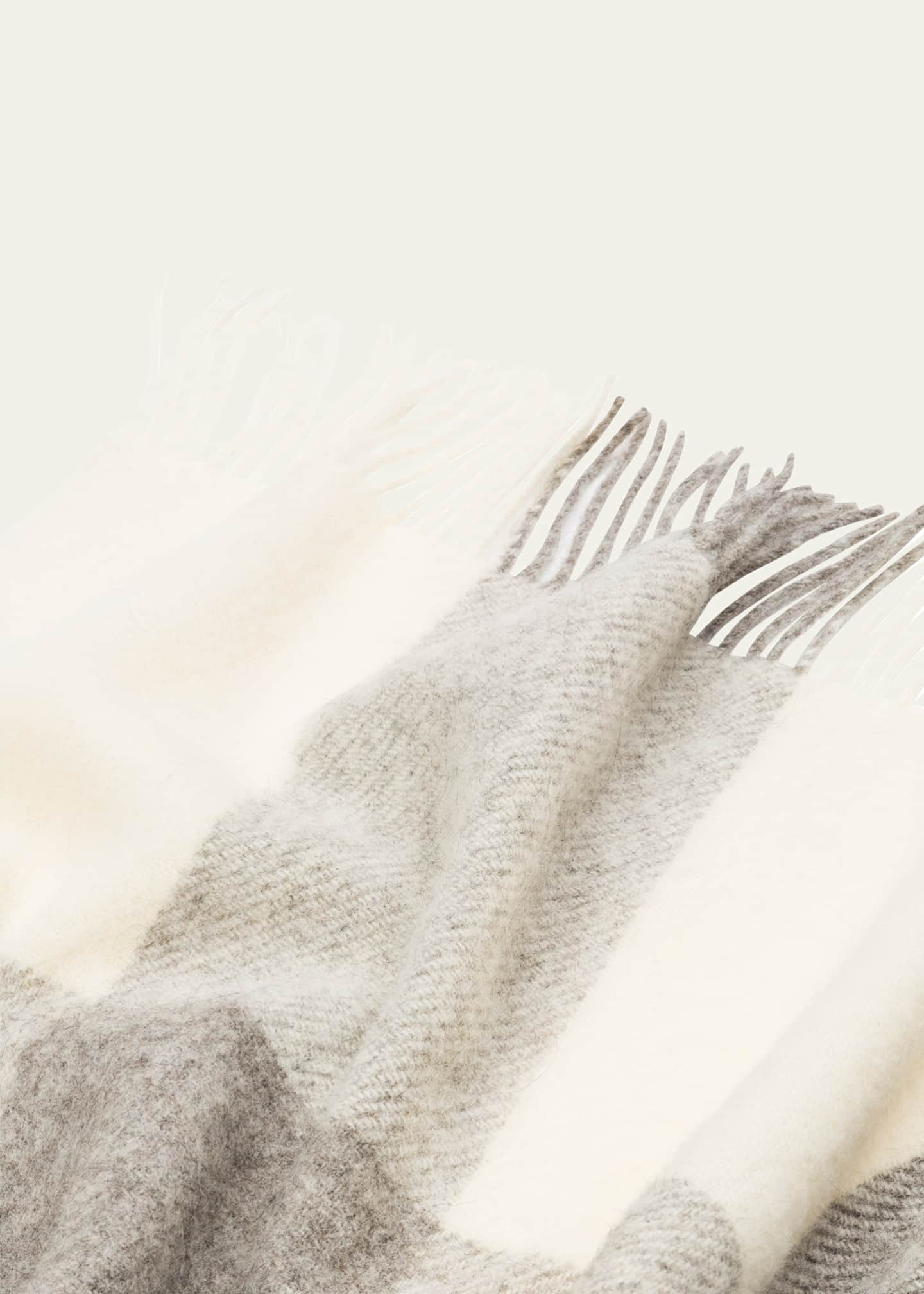 LANEROSSI Natural Plaid Wool Throw, 51" x 78" Image 2 of 2