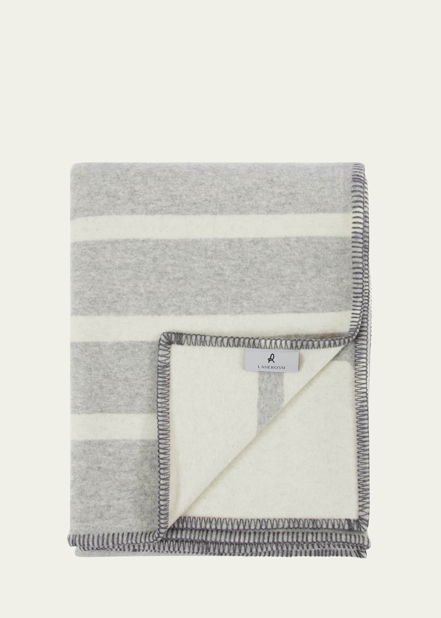 LANEROSSI Optical Double-Face Reversible Wool/Cashmere Throw, 51" x 70" Image 1 of 5