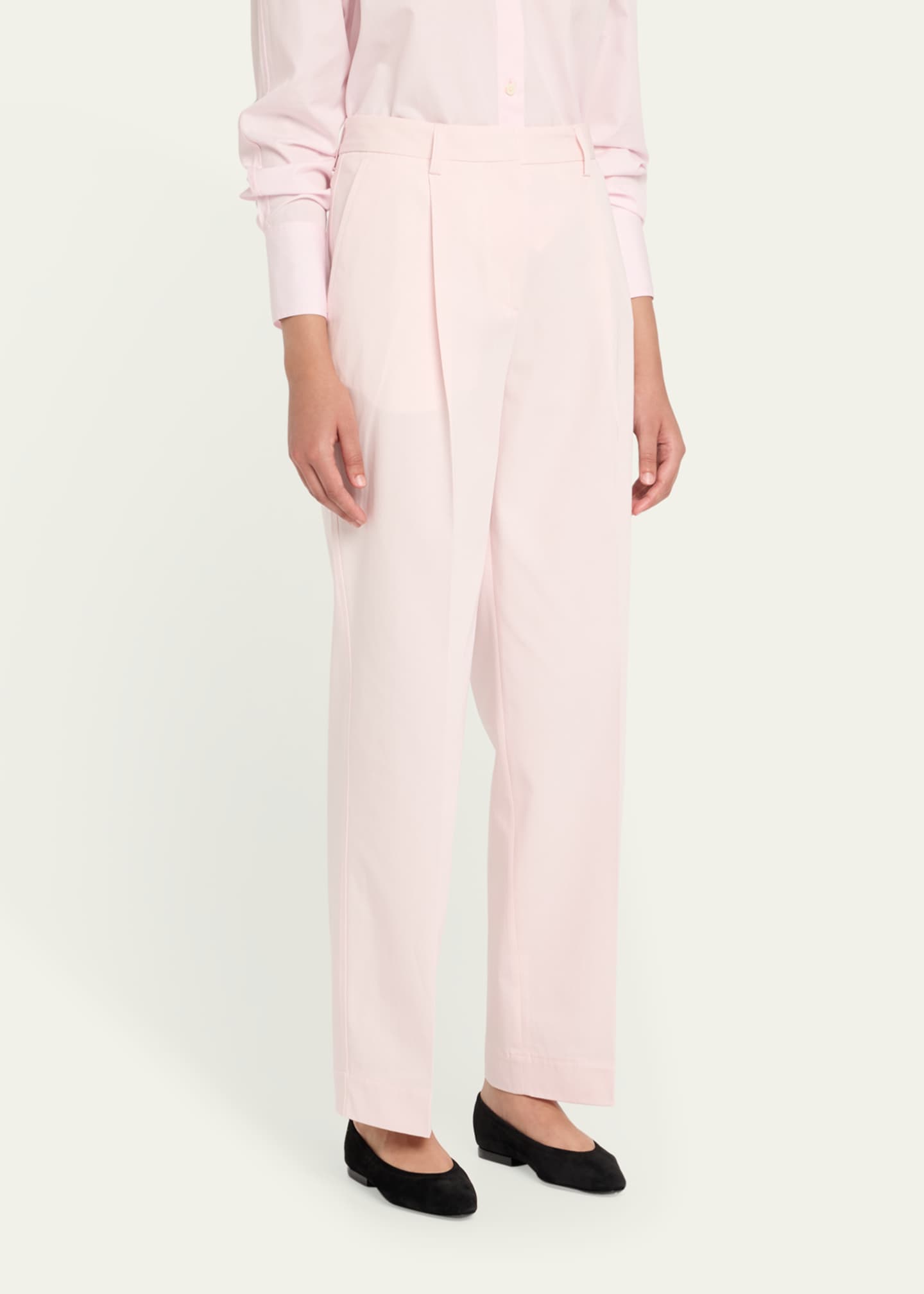 Toteme Slant-Pocket Pleated Straight-Leg Cotton Trousers Image 4 of 5
