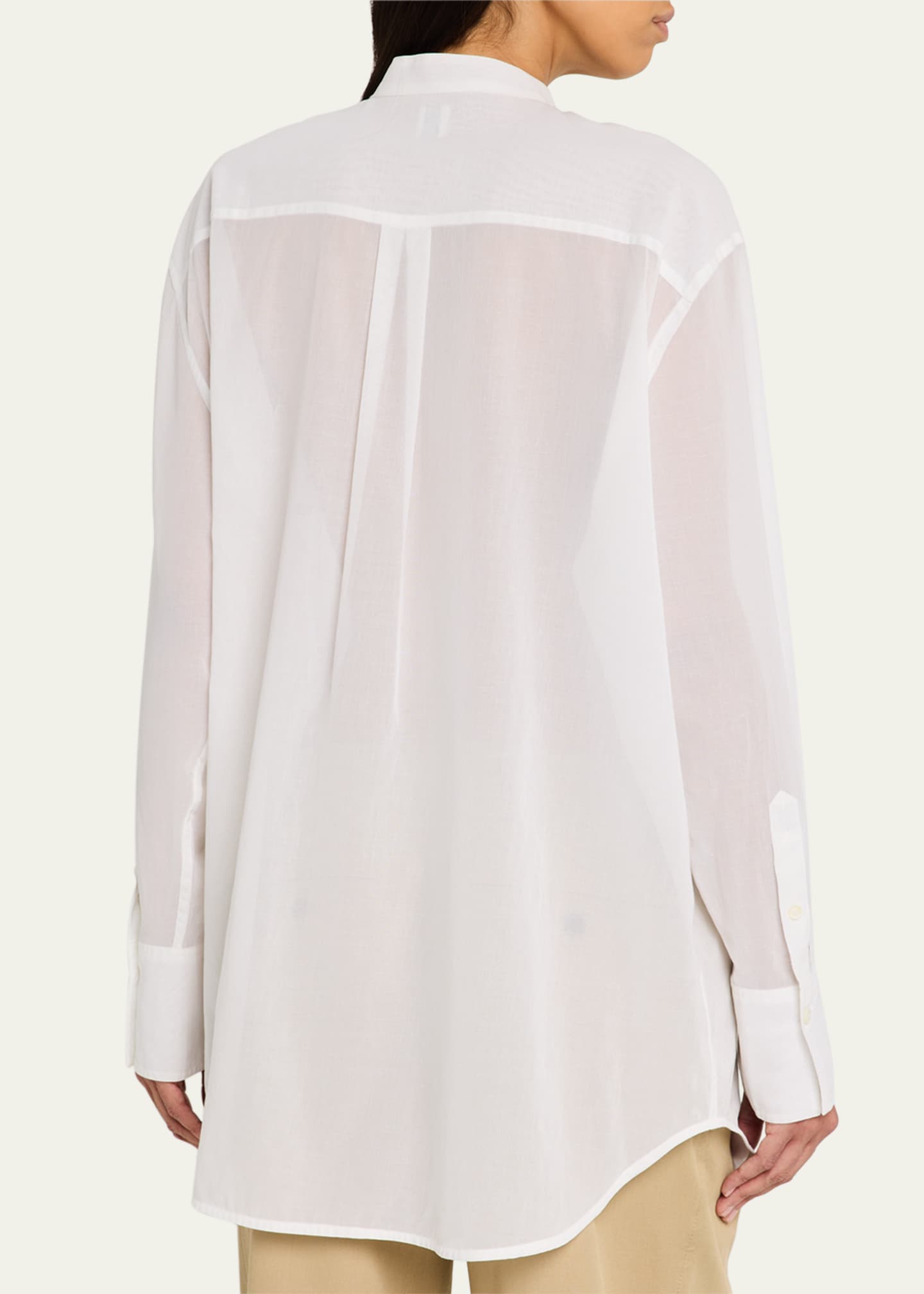 Toteme Stand-Collar Tassel Cotton Voile Shirt Image 3 of 5