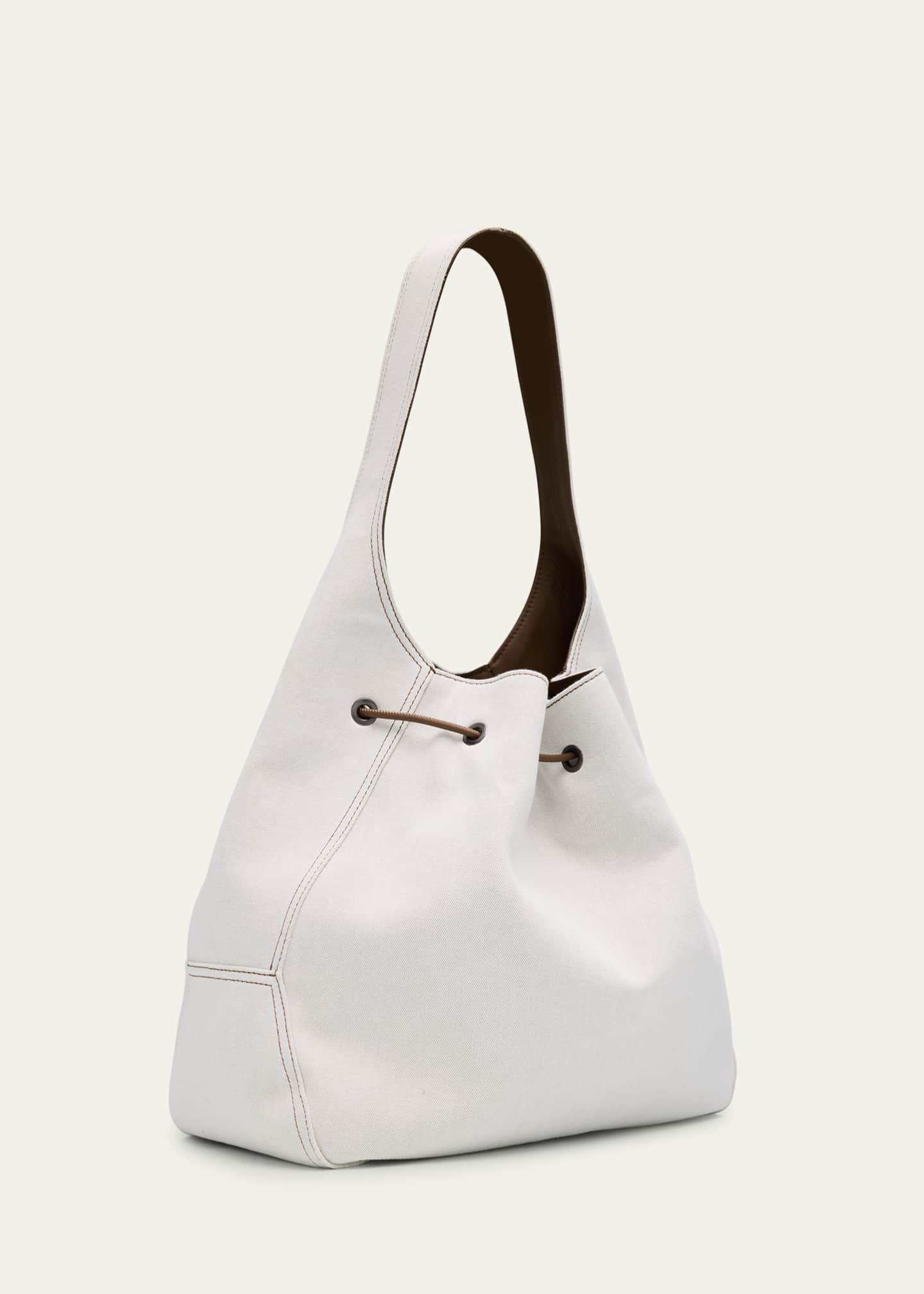 Brunello Cucinelli Monili Drawstring Denim Shoulder Bag Image 2 of 4