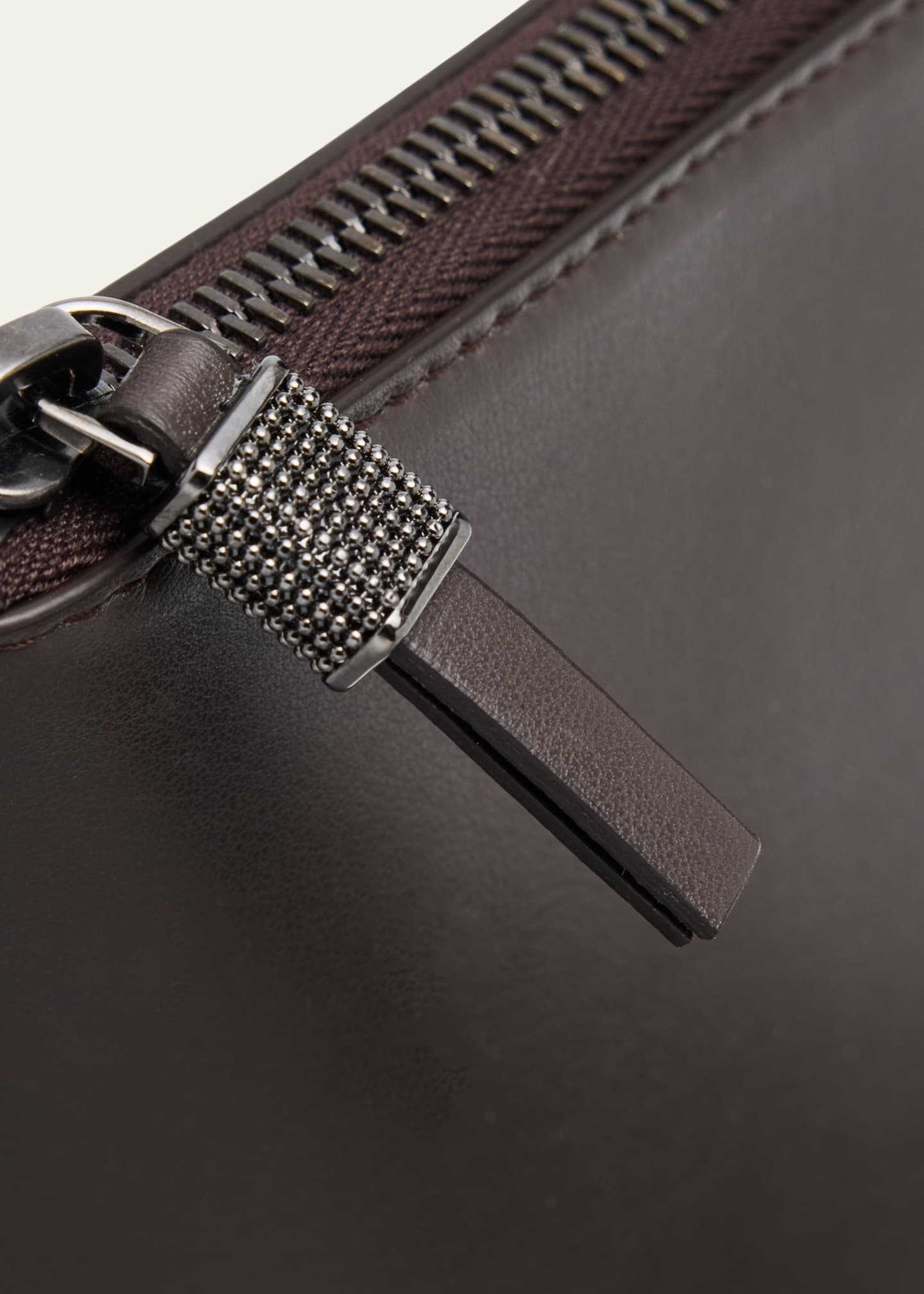 Brunello Cucinelli Monili Zip Leather Pouch Bag Image 4 of 4