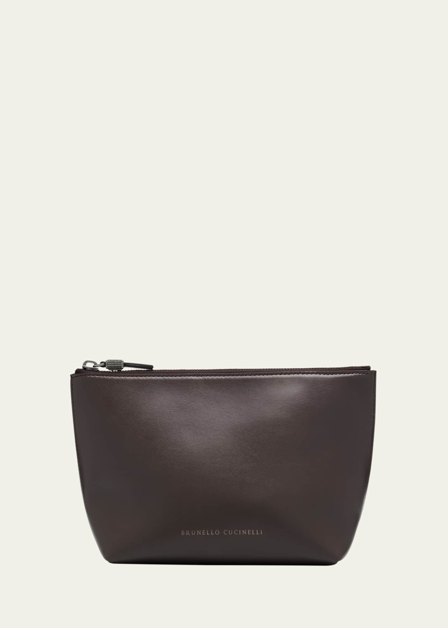Brunello Cucinelli Monili Zip Leather Pouch Bag Image 1 of 4