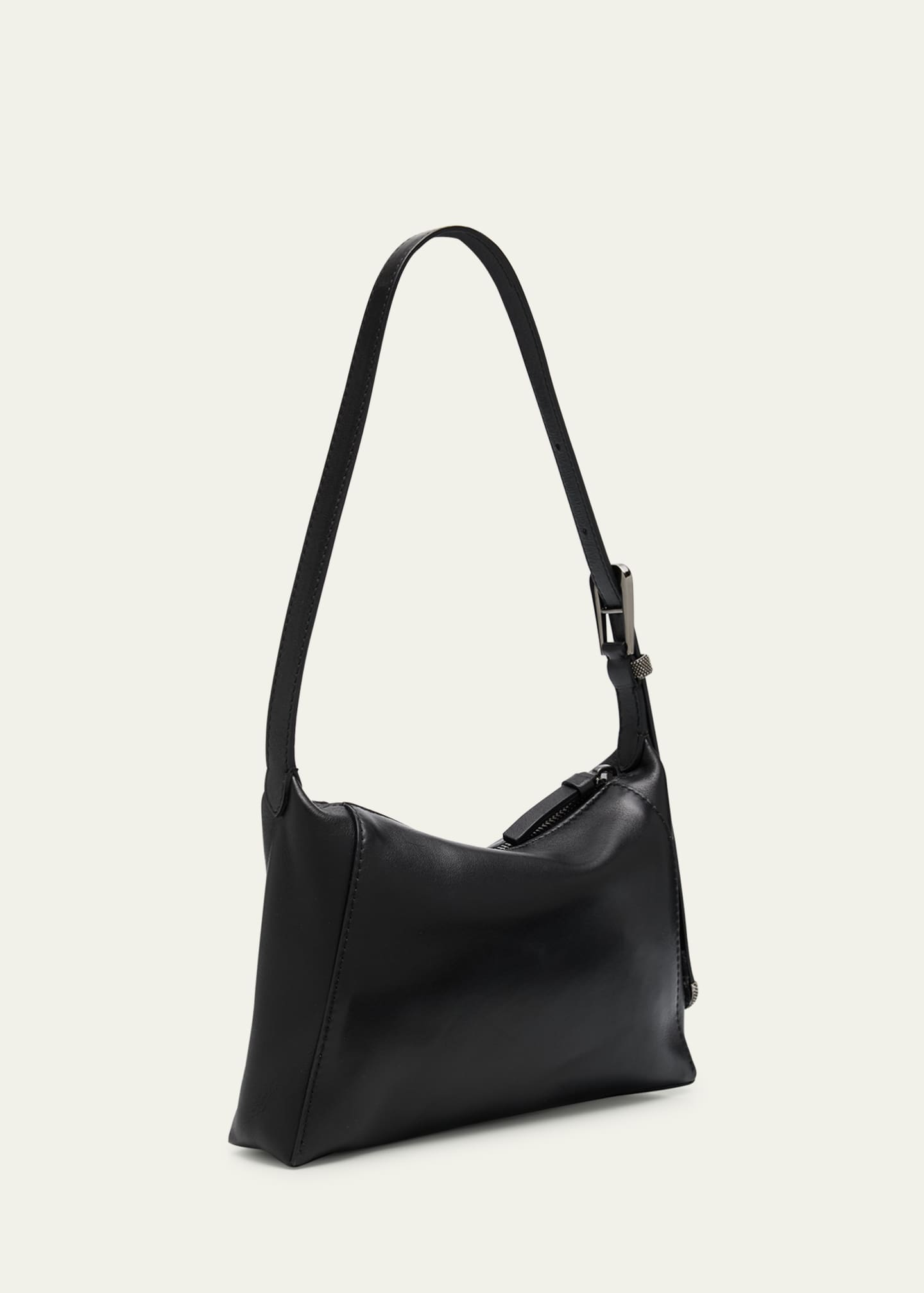 Brunello Cucinelli Buckle Zip Leather Shoulder Bag Image 2 of 4