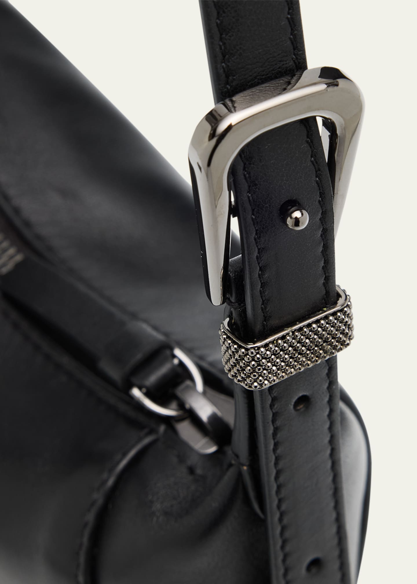 Brunello Cucinelli Buckle Zip Leather Shoulder Bag Image 4 of 4